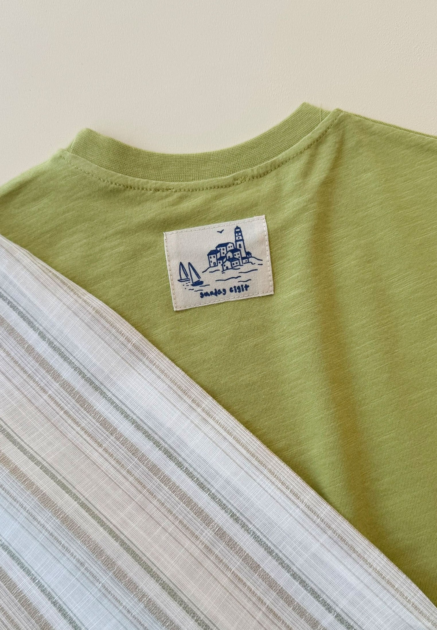 CigitOversize T-Shirt Takım 2-10 Yaş LİME YEŞİL ÇİZGİLİ