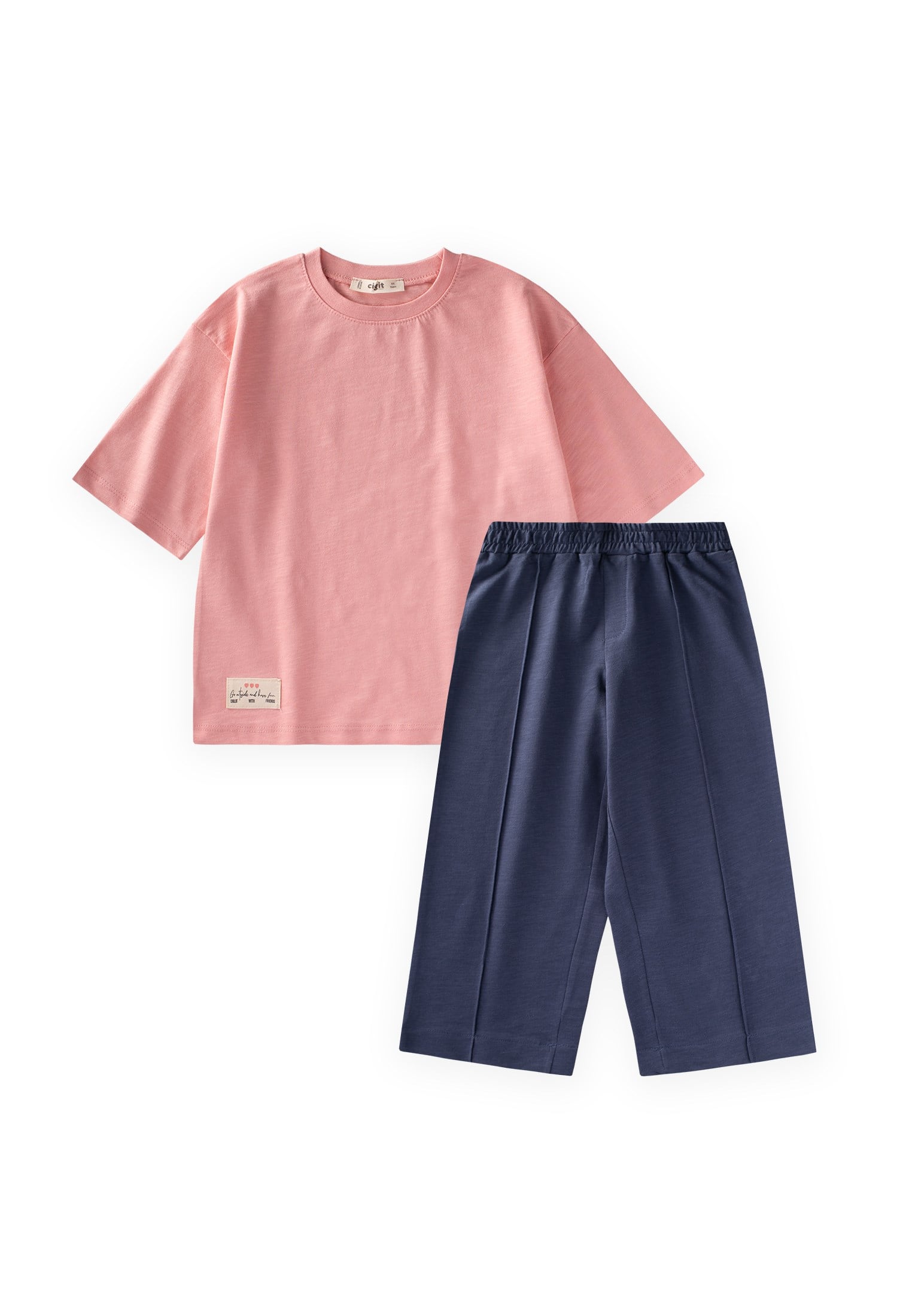 CigitDüşük Kol T-Shirt Takım 5-12 Yaş PEMBE