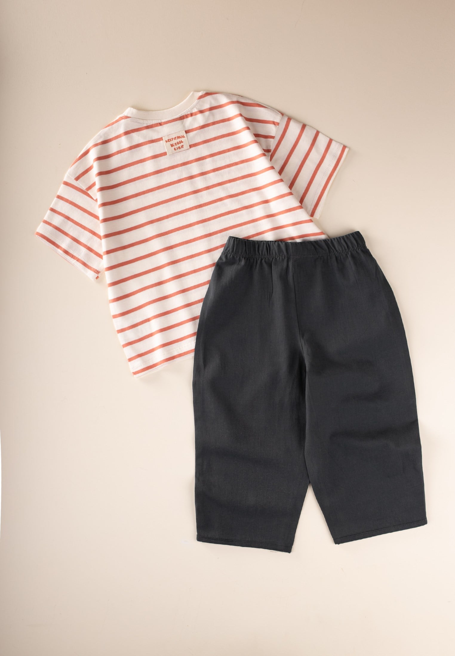 CigitOversize T-Shirt  Geniş Kesim Pantolon Takım 2-10 Yaş TURUNCU ÇİZGİLİ