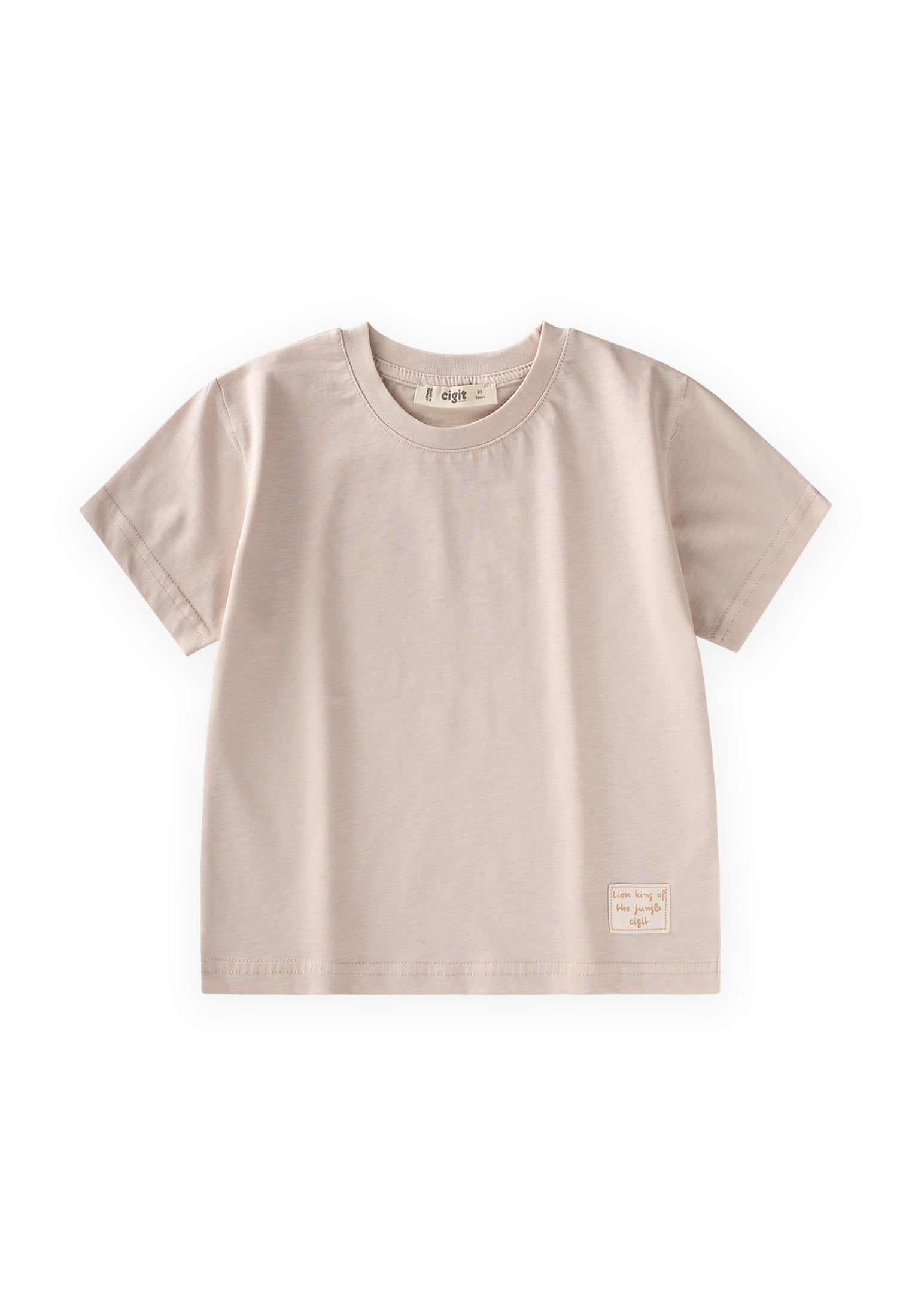 CigitEtiket Detaylı T-Shirt 2-10 Yaş KUM