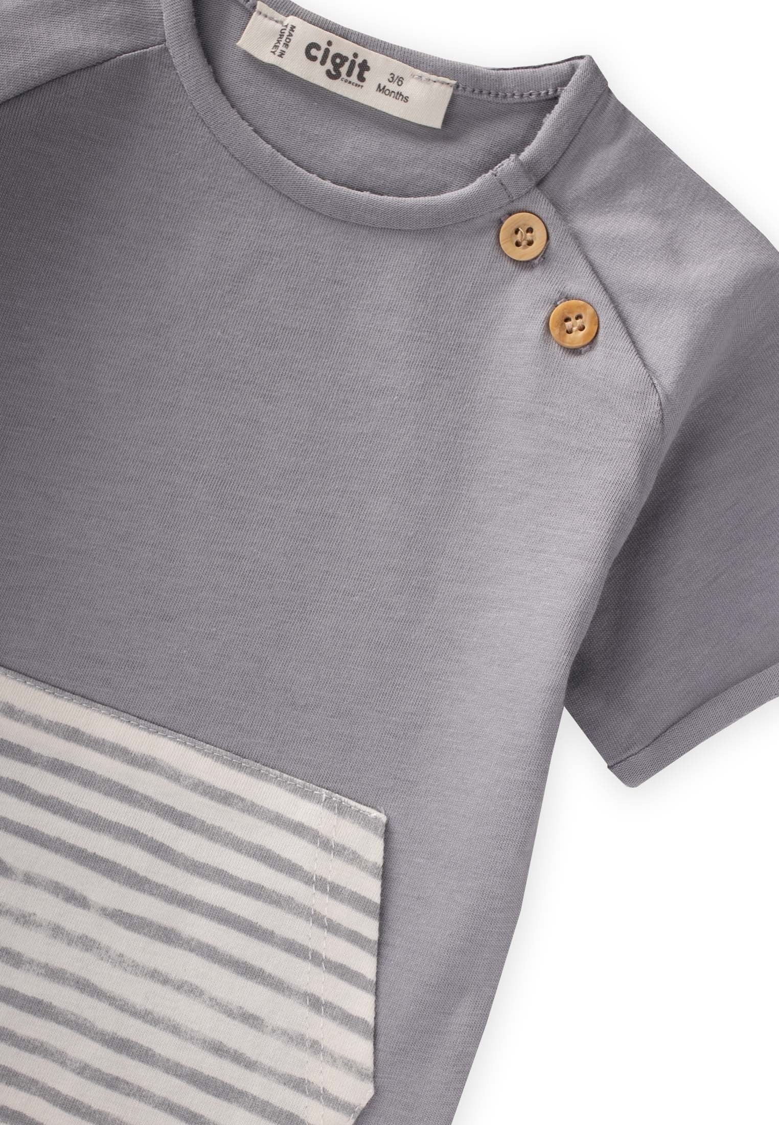 CigitKanguru Cepli T-Shirt Takım 0-2 Yaş GRİ