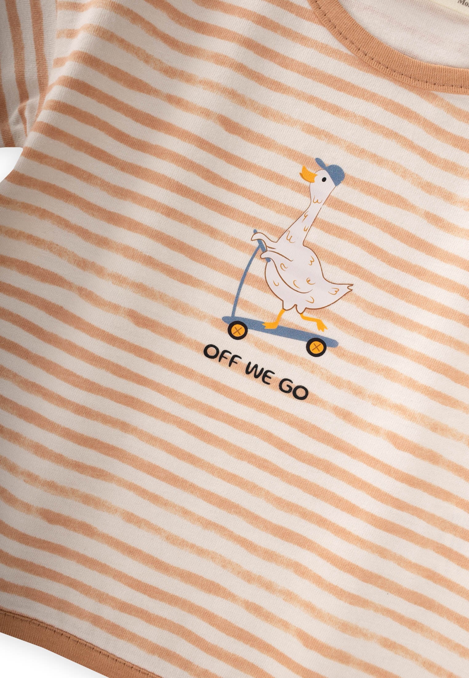 CigitBaskılı Çizgili T-Shirt Takım 0-2 Yaş ORANJ