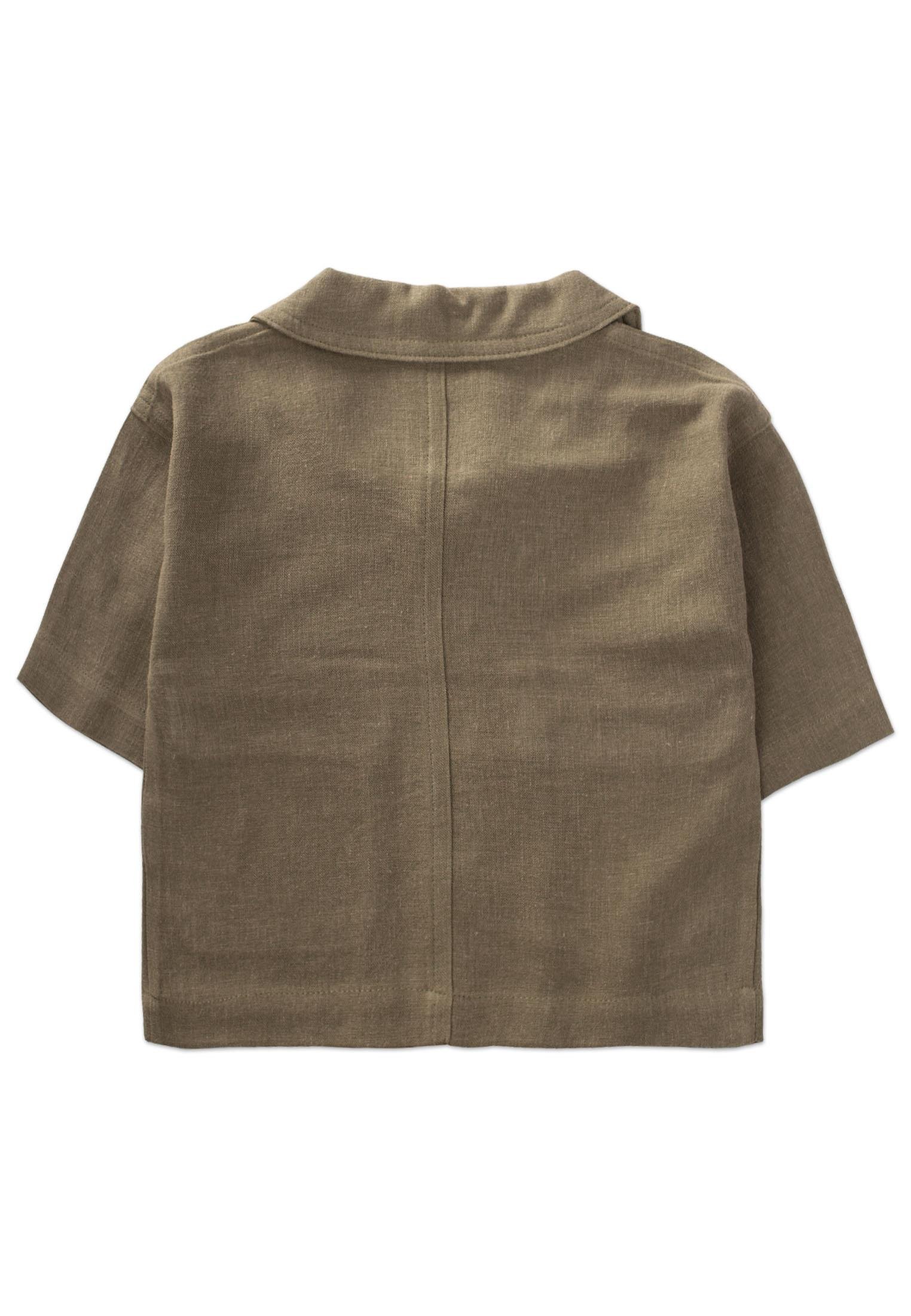 CigitSarh Keten Düğmeli Ceket 2-7 Yaş HAKİ YEŞİL