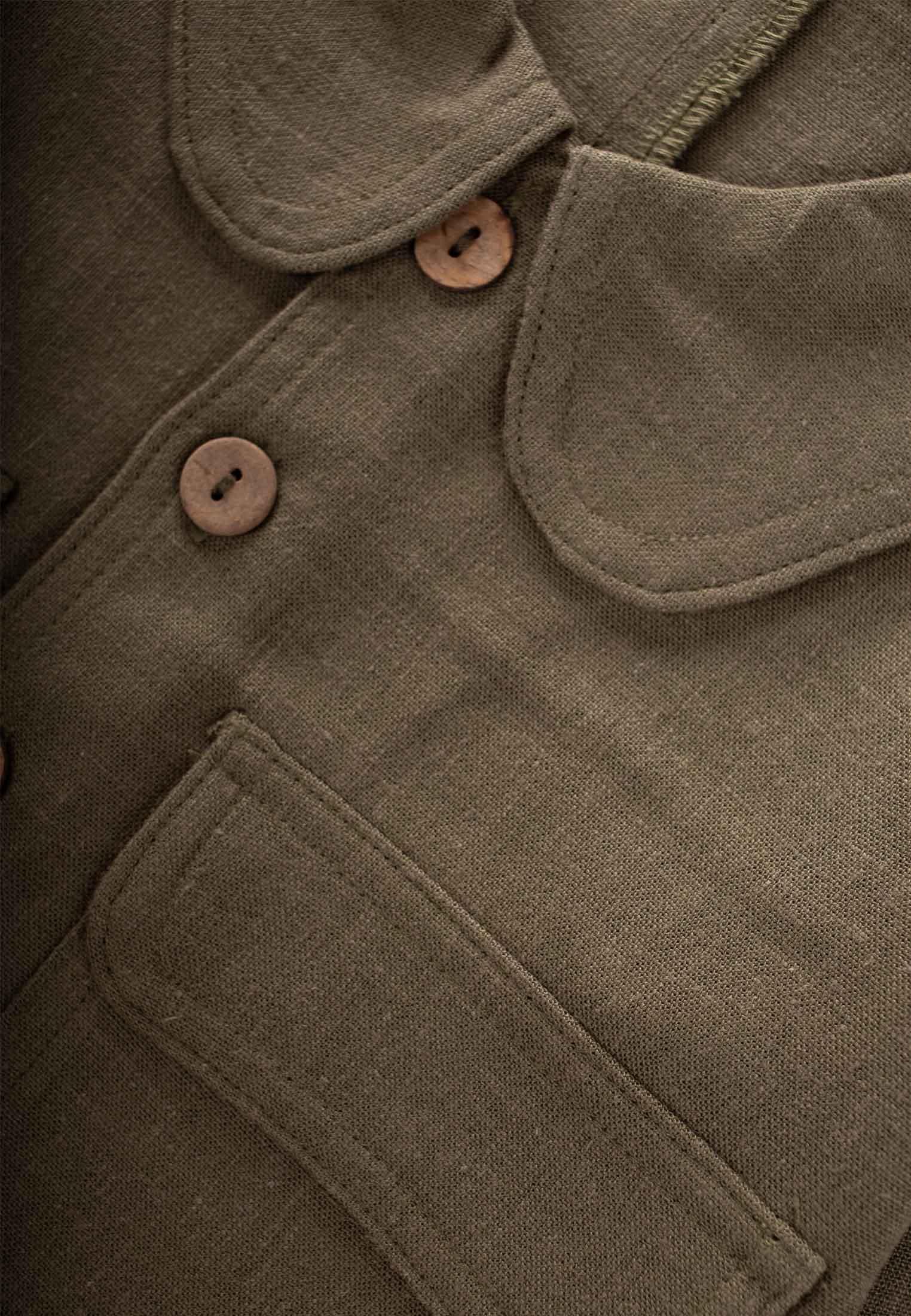 CigitSarh Keten Düğmeli Ceket 2-7 Yaş HAKİ YEŞİL