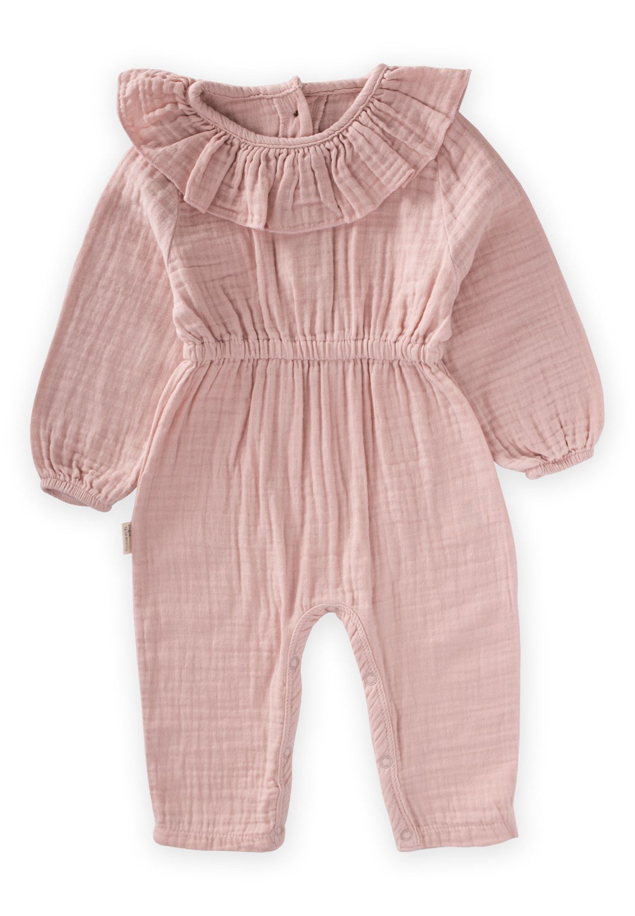 70930 - 5002CigitMevsimlik Yakası Fırfırlı Müslin Tulum 0-3 Yaş PUDRA PEMBE