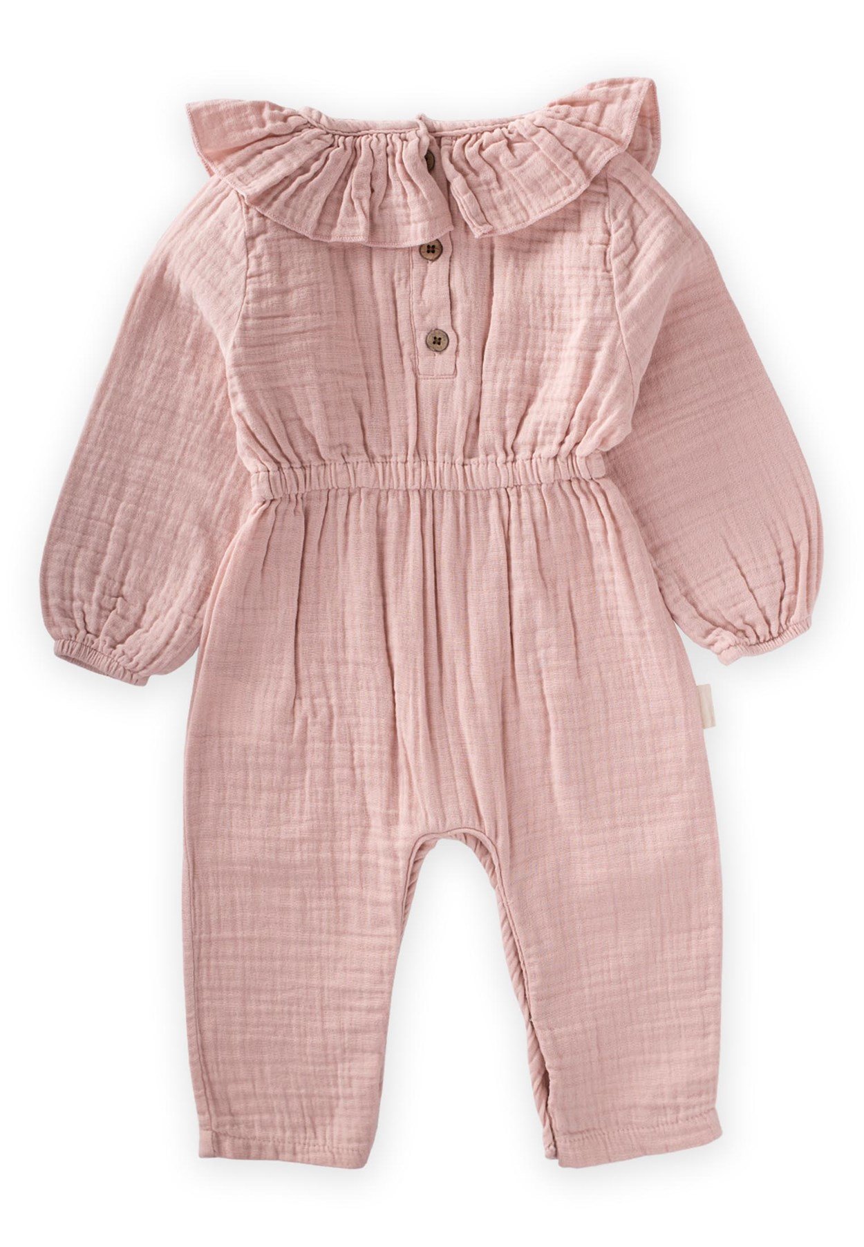 70930 - 5002CigitMevsimlik Yakası Fırfırlı Müslin Tulum 0-3 Yaş PUDRA PEMBE