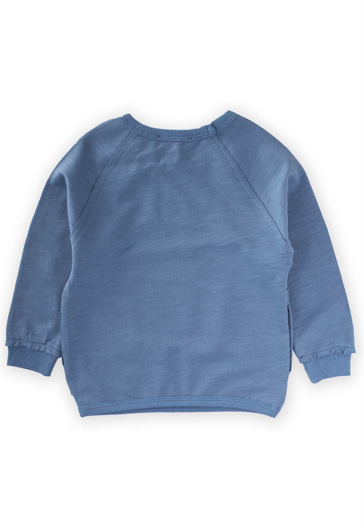 70963 - 5007CigitDikişleri Saçaklı Aplike Cepli Sweatshırt 2-7 Yaş İNDİGO MAVİ