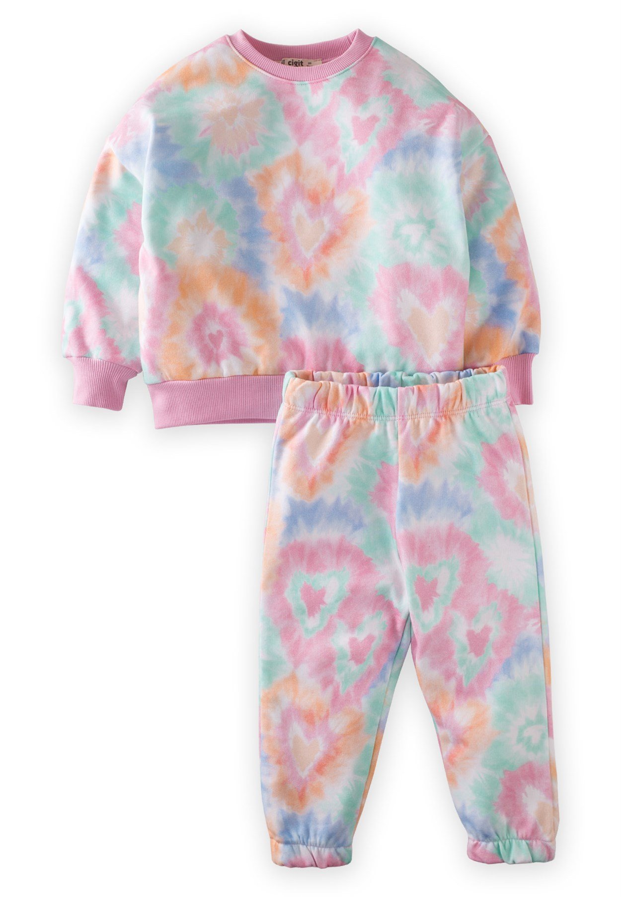 CigitBatik Desenli Sweatshırt Takım 2-9 Yaş PEMBE BATİK