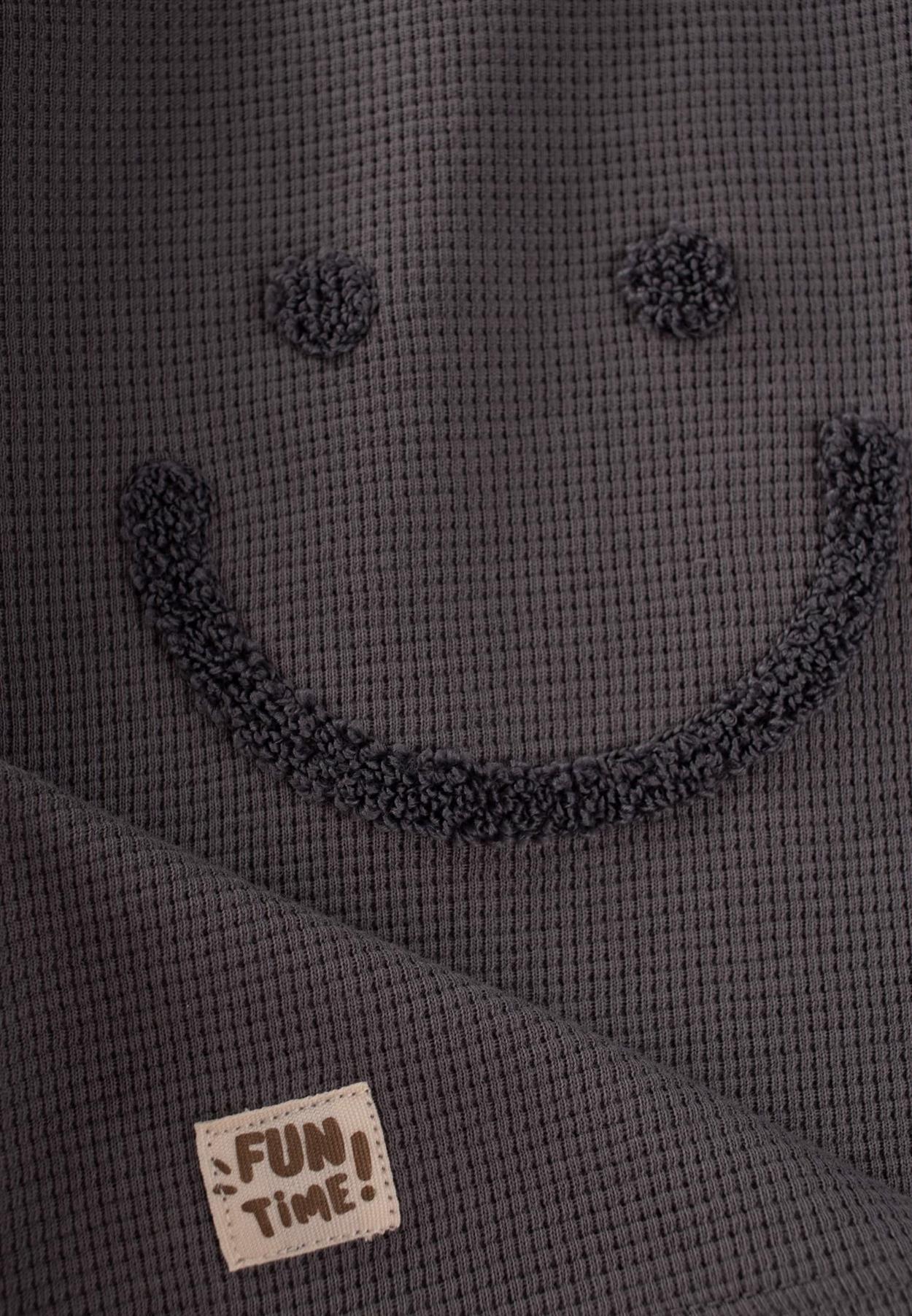 CigitSmile Süzene Nakışlı Waffle Mevsimlik T-Shırt 2-10 Yaş GRİ