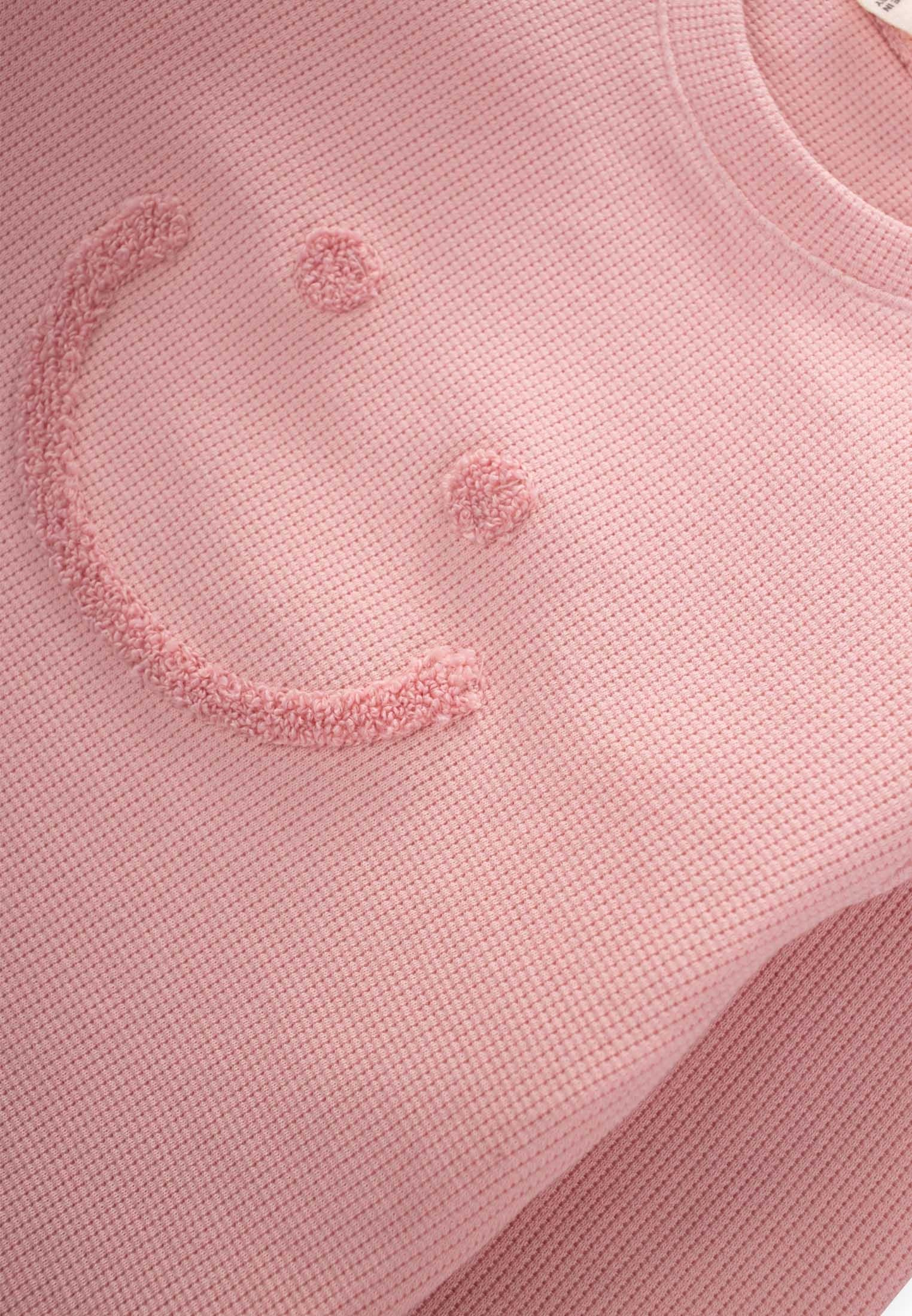 CigitSmile Süzene Nakışlı Waffle Mevsimlik T-Shırt 2-10 Yaş BEBEK PEMBE