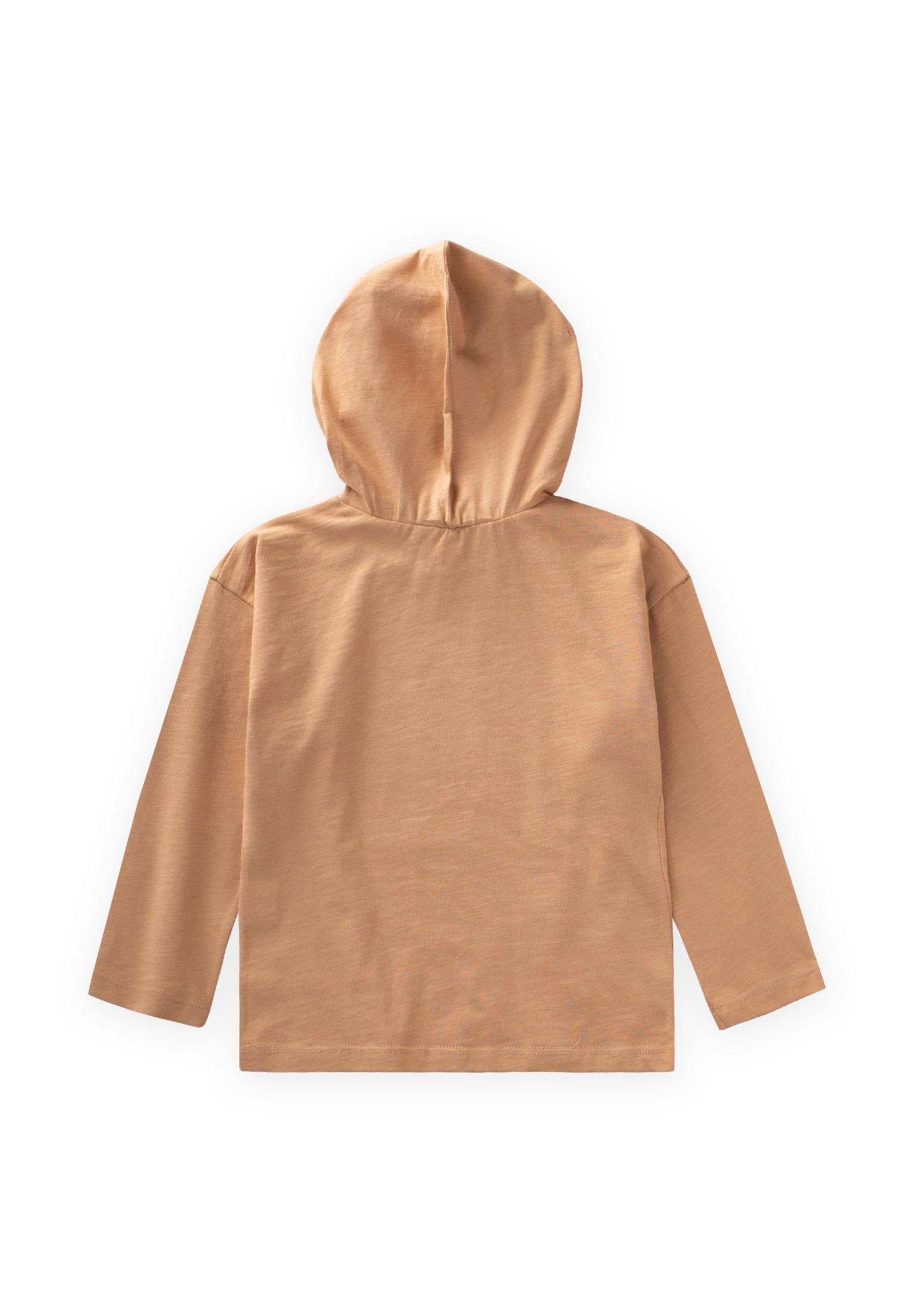 CigitBaskılı Kapşonlu Mevsimlik T-Shırt 2-10 Yaş CAMEL