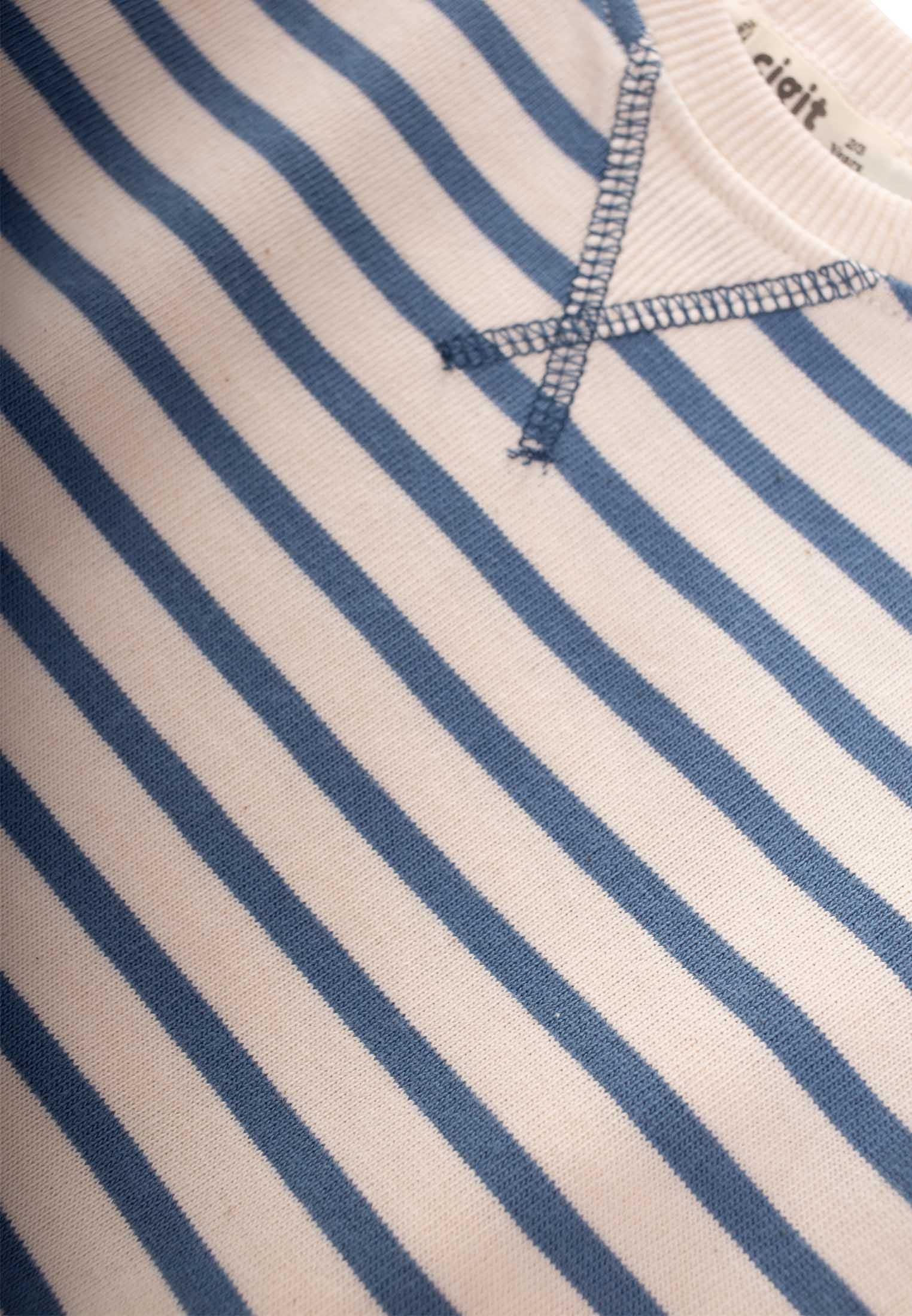 CigitÇizgili Karyoka Detaylı Mevsimlik Sweat 2-12 Yaş İNDİGO MAVİ