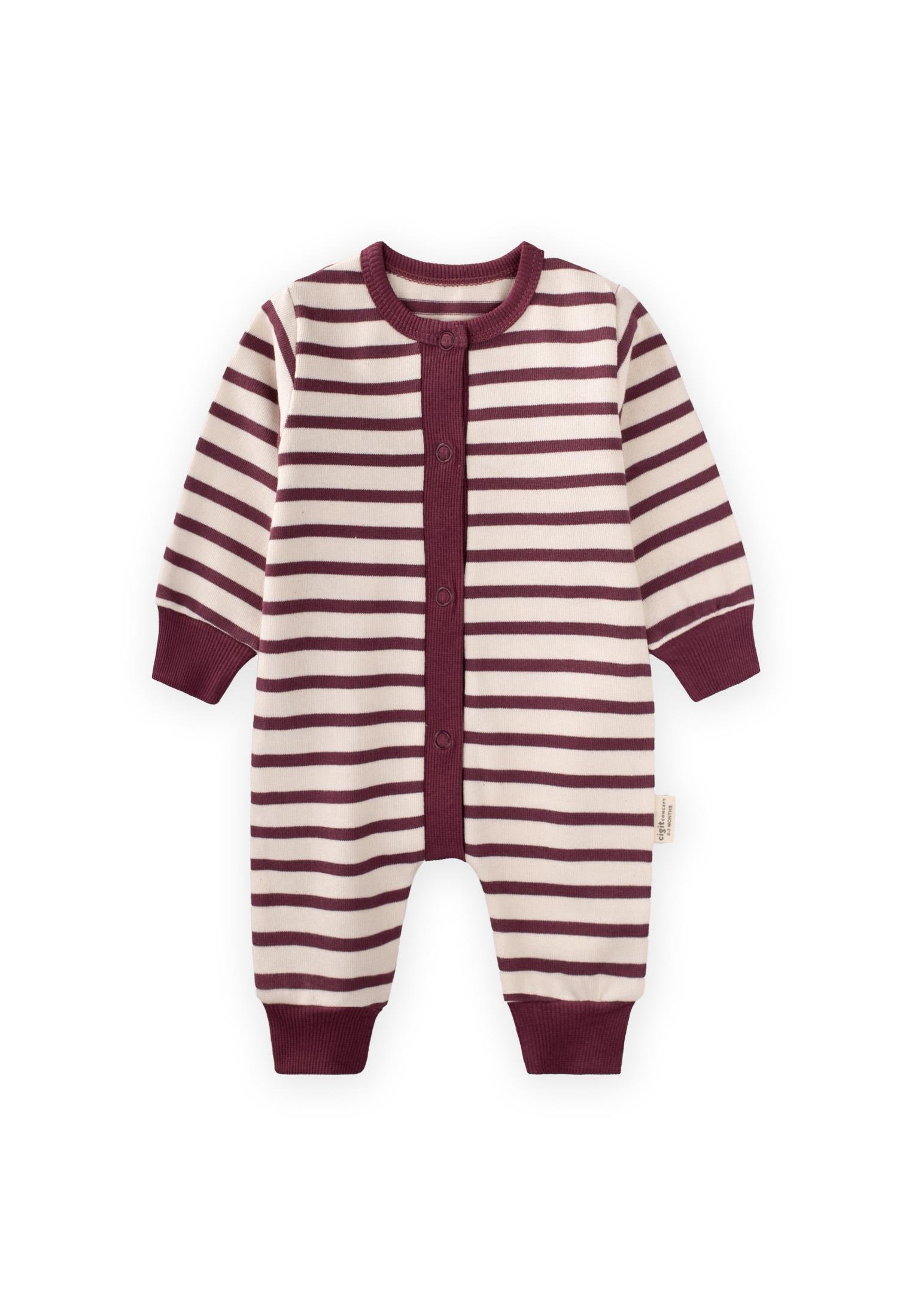 CigitÇizgili Triko Tulum 0-3 Yaş MÜRDÜM