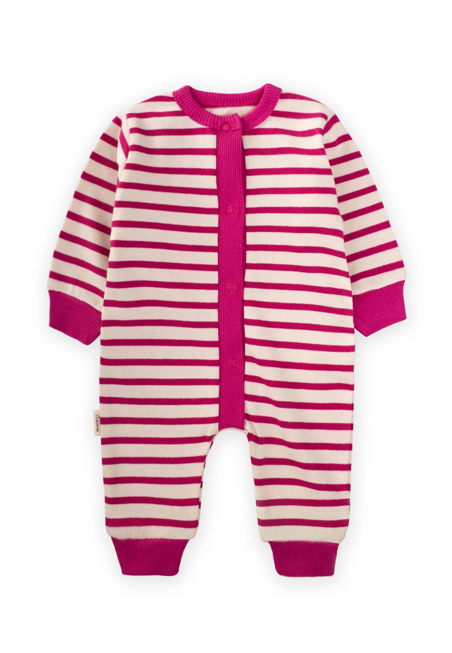 CigitÇizgili Triko Tulum 0-3 Yaş FUŞYA