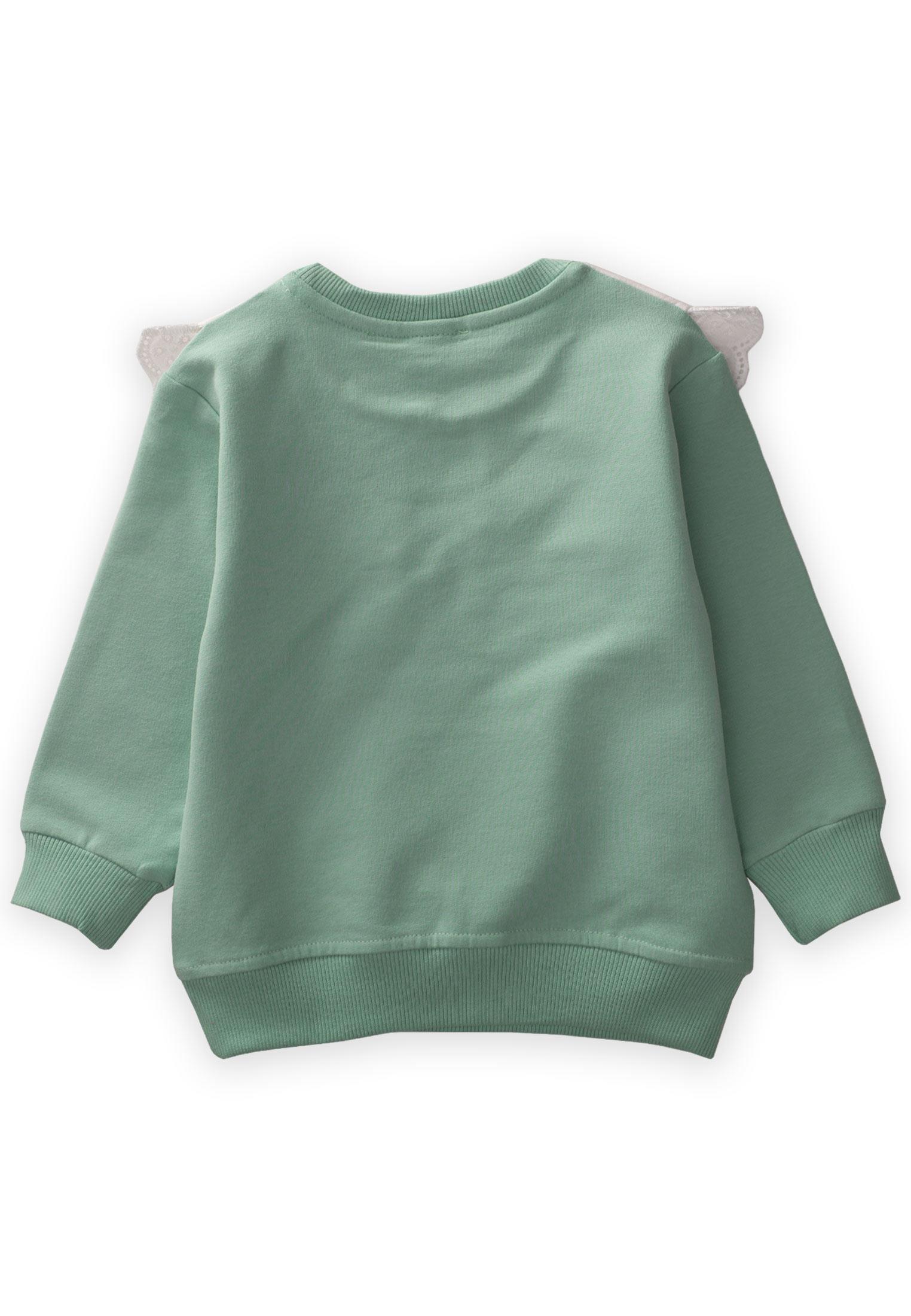 CigitYakalı Dantelli Sweatshırt 1-4 Yaş YEŞİL