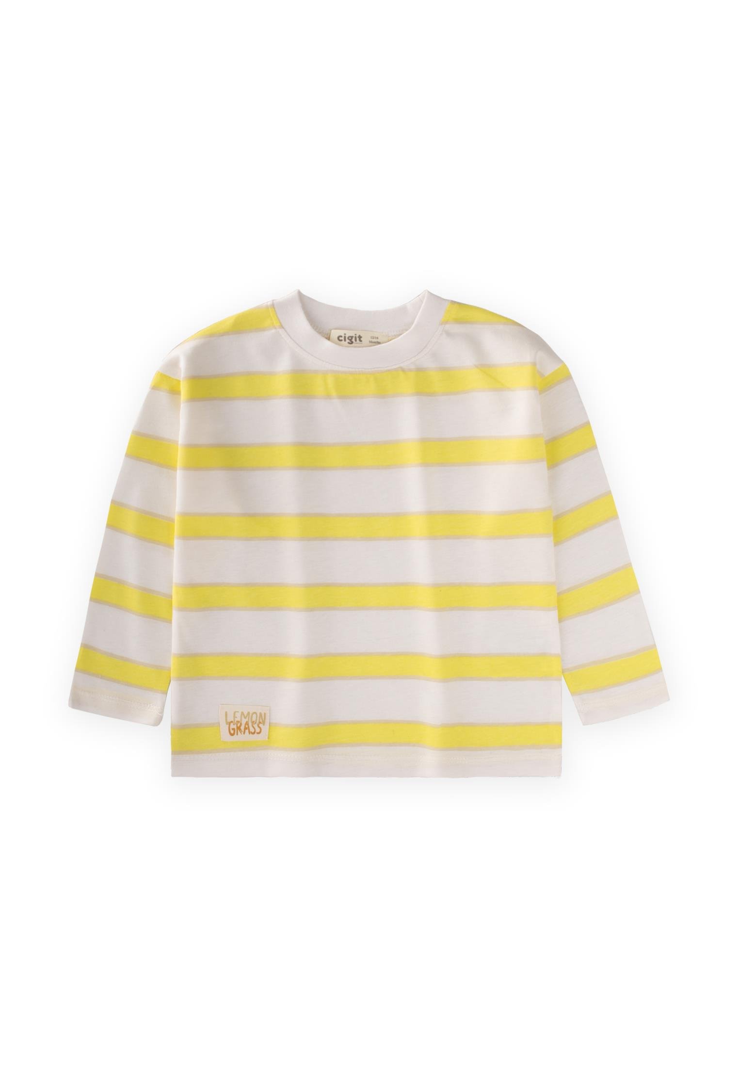 CigitÇizgili Mevsimlik T-Shırt 1-10 Yaş SARI VİZON ÇİZGİLİ
