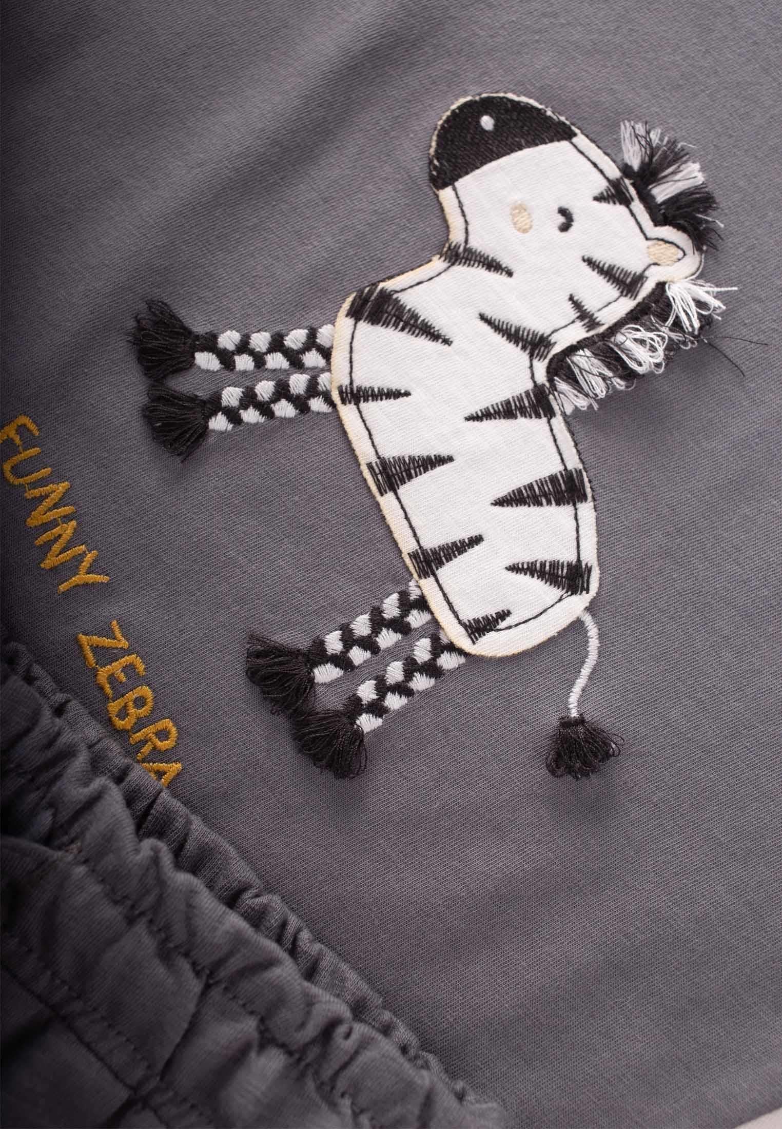CigitFunny Zebra Nakışlı Mevsimlik Takım 1-5 Yaş GRİ