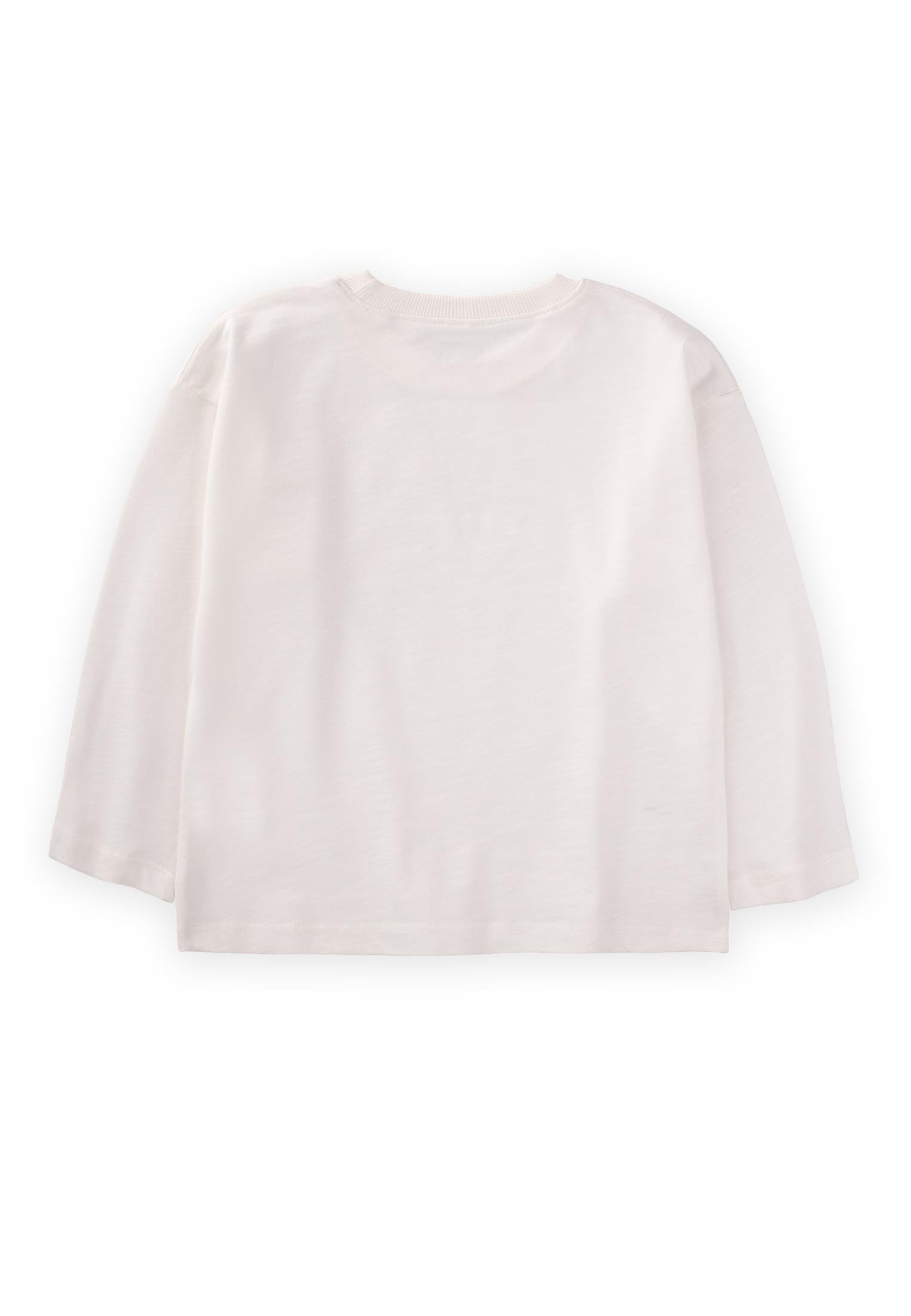 CigitEtiket Detaylı Mevsimlik T-Shırt 2-10 Yaş KIRIK BEYAZ