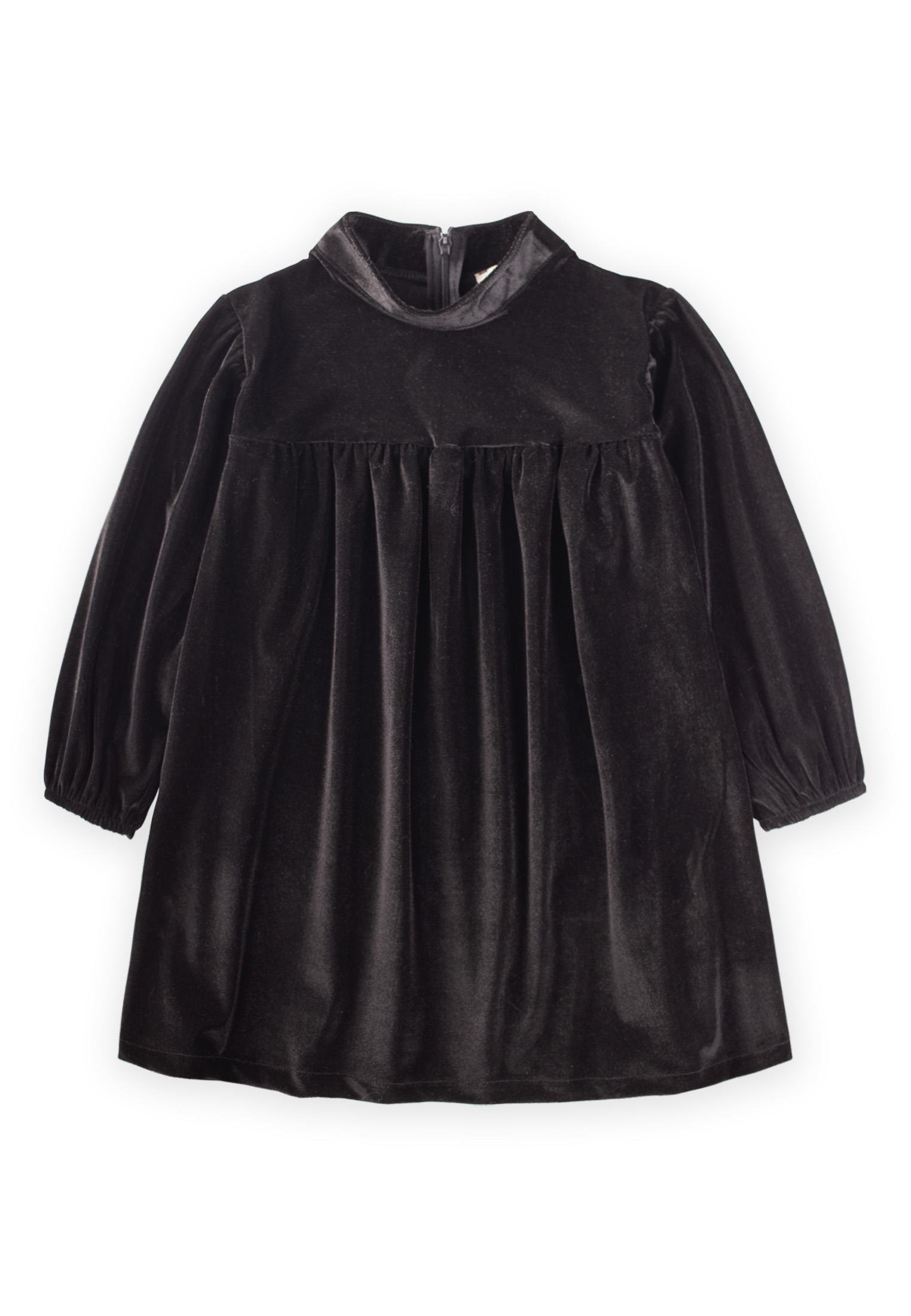 CigitParlak Kadife Elbise 2-8 Yaş SİYAH