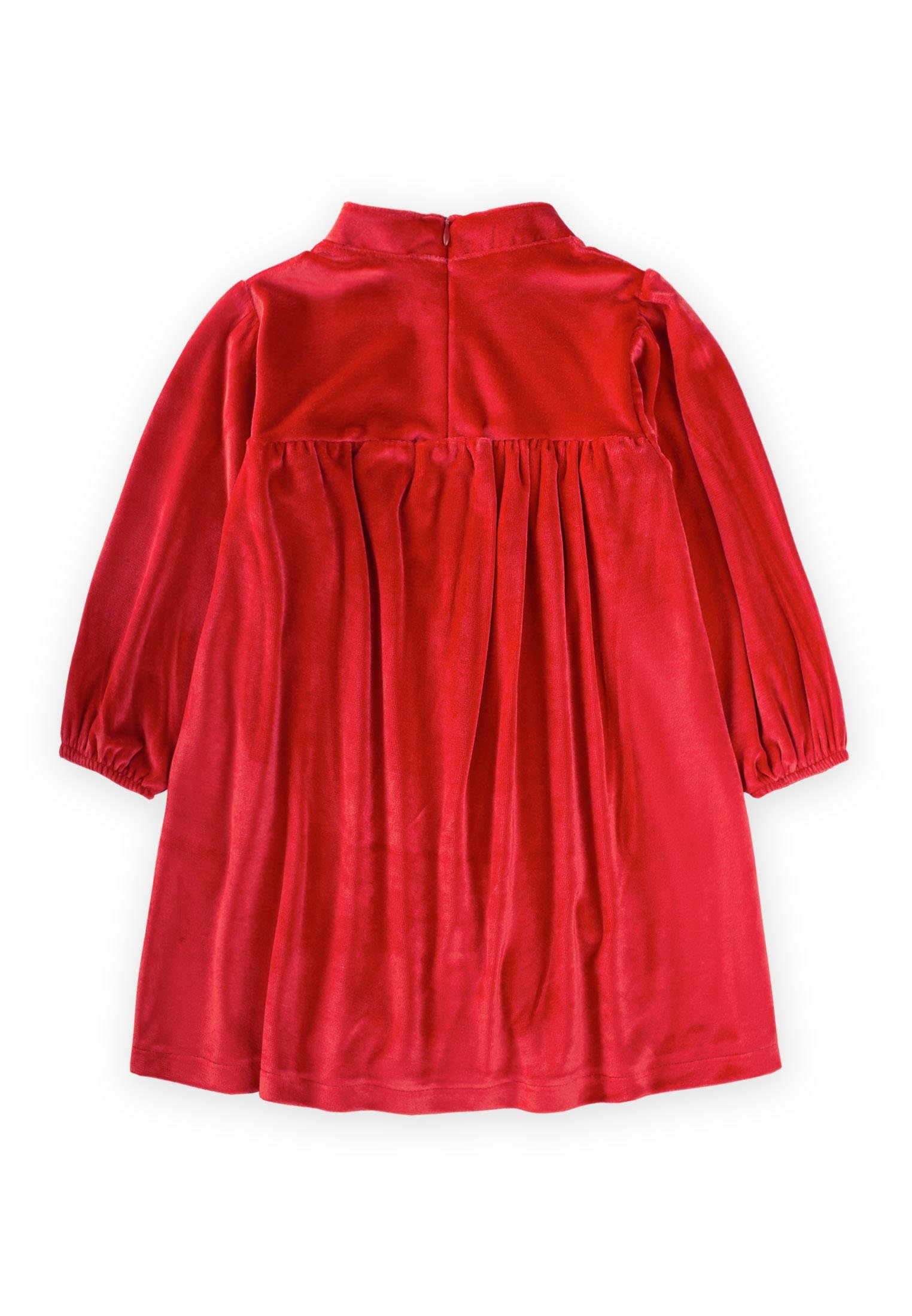 CigitParlak Kadife Elbise 2-8 Yaş KIRMIZI