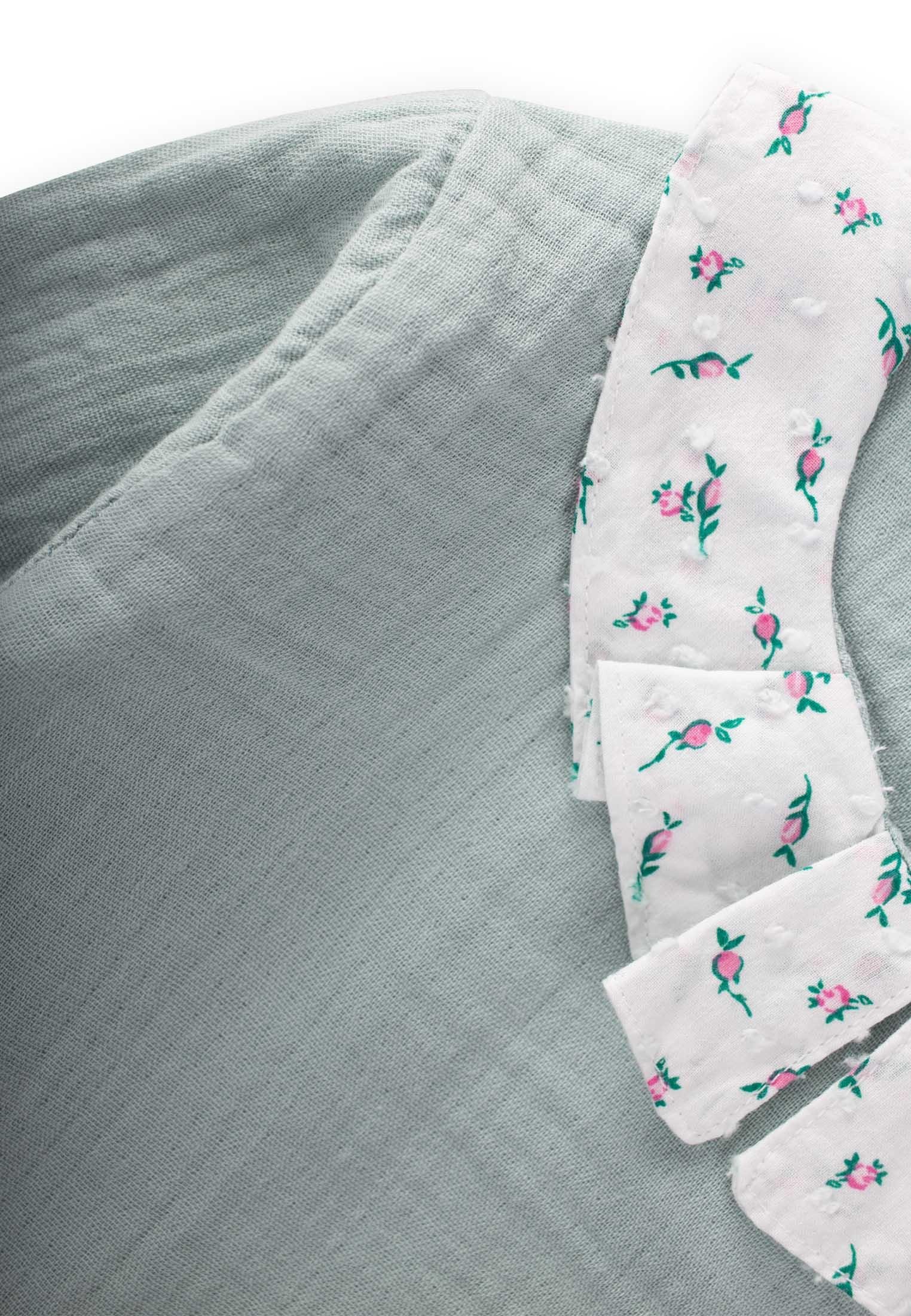 CigitYakalı Müslin Mevsimlik Bluz 2-9 Yaş MİNT YEŞİLİ