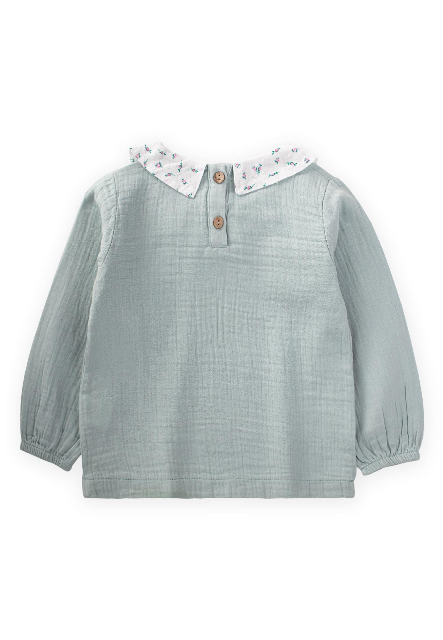 CigitYakalı Müslin Mevsimlik Bluz 2-9 Yaş MİNT YEŞİLİ