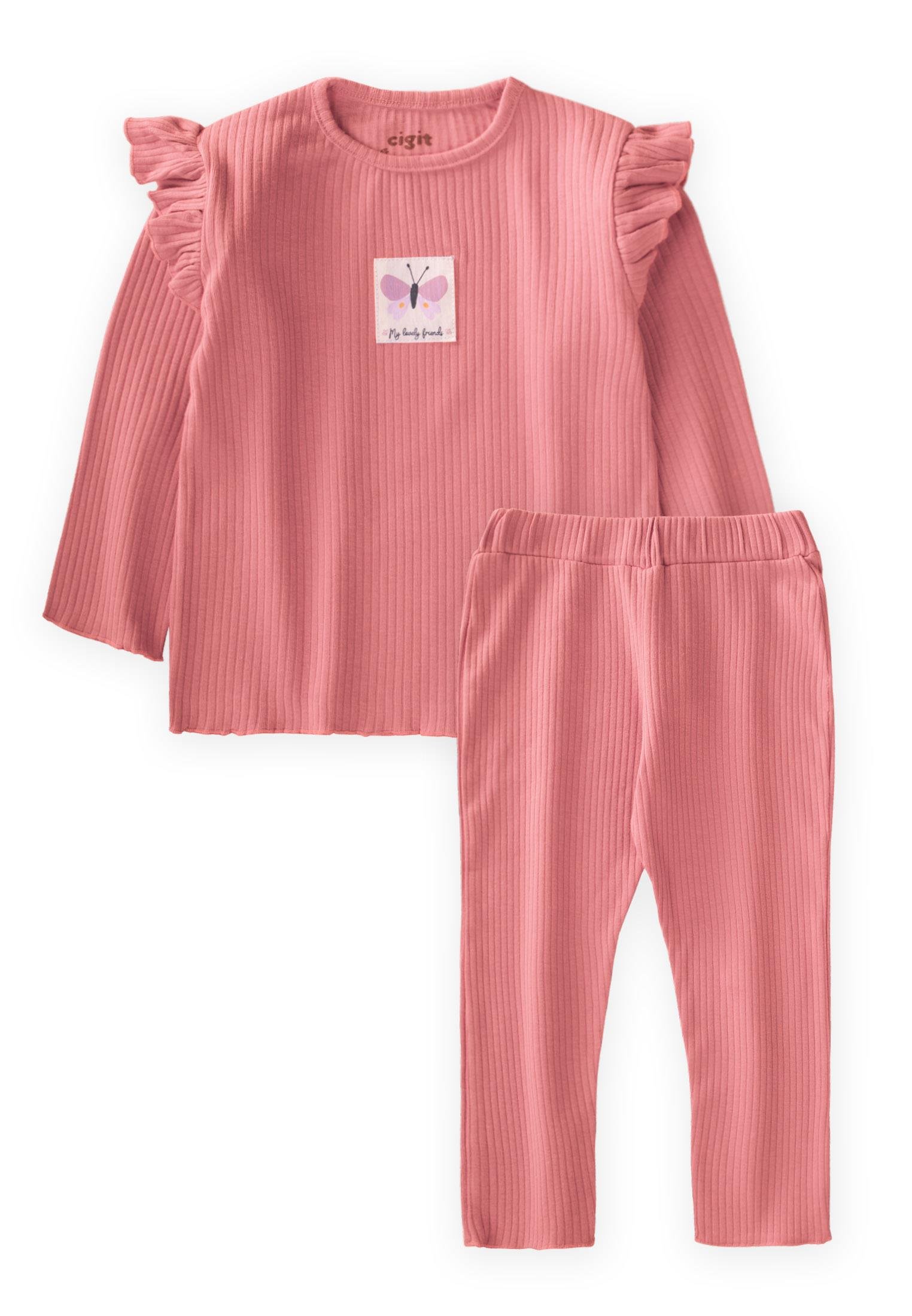 CigitEtiket Detaylı Mevsimlik Kız Takım 1-10 Yaş MERCAN