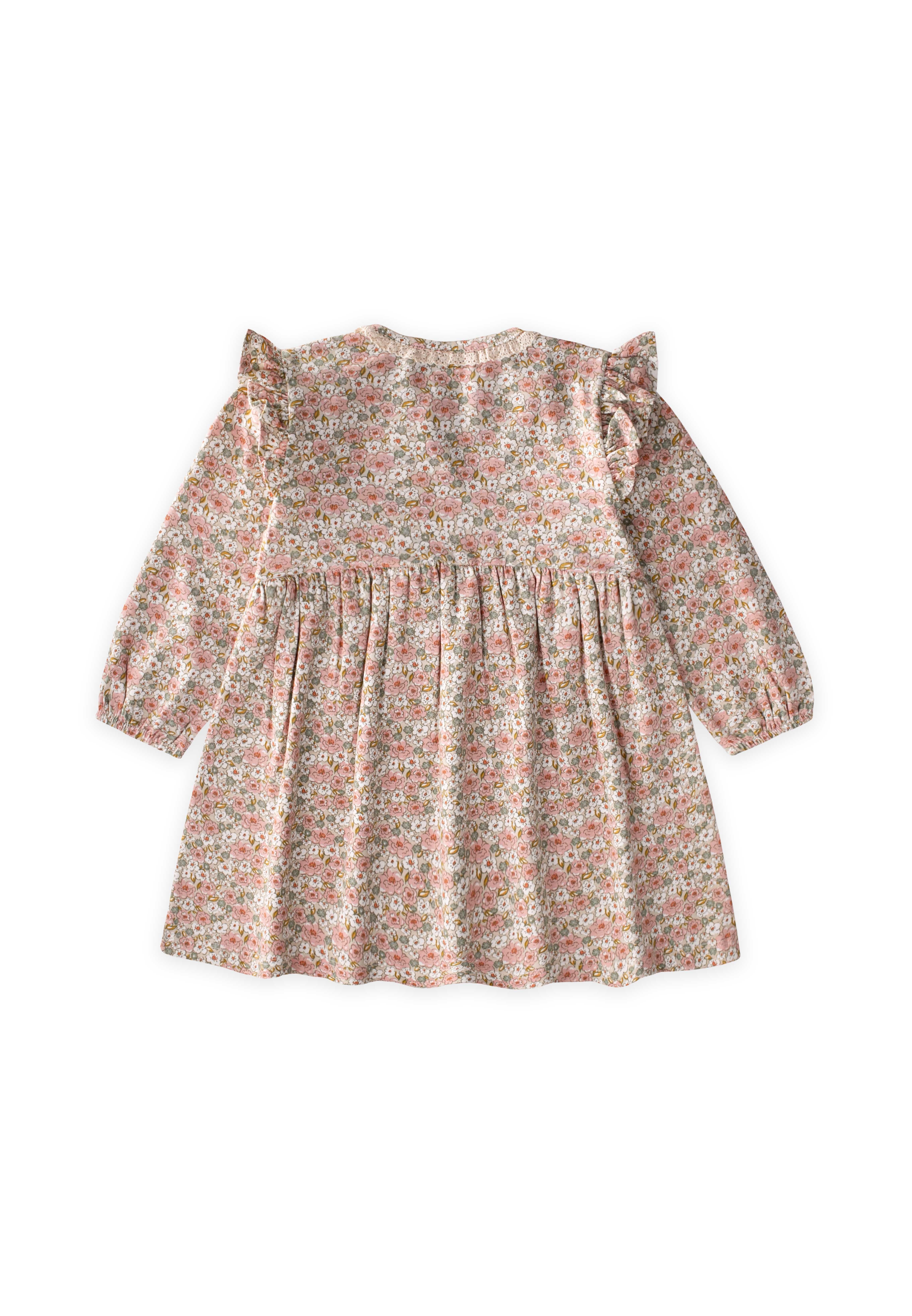 CigitDesenli Mevsimlik Elbise 1-7 Yaş EKRU