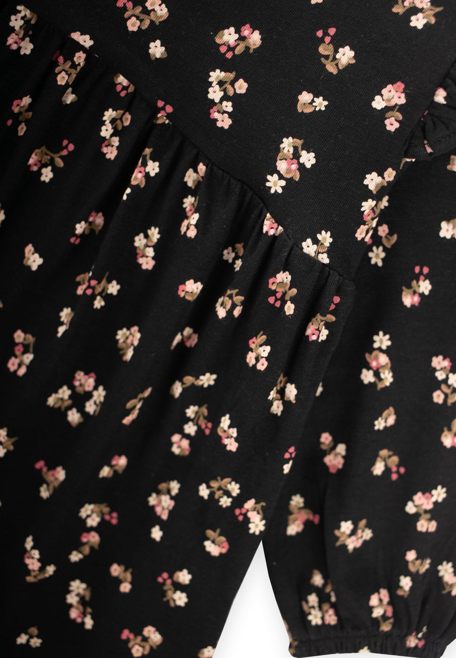 CigitDesenli Mevsimlik Elbise 1-7 Yaş SİYAH