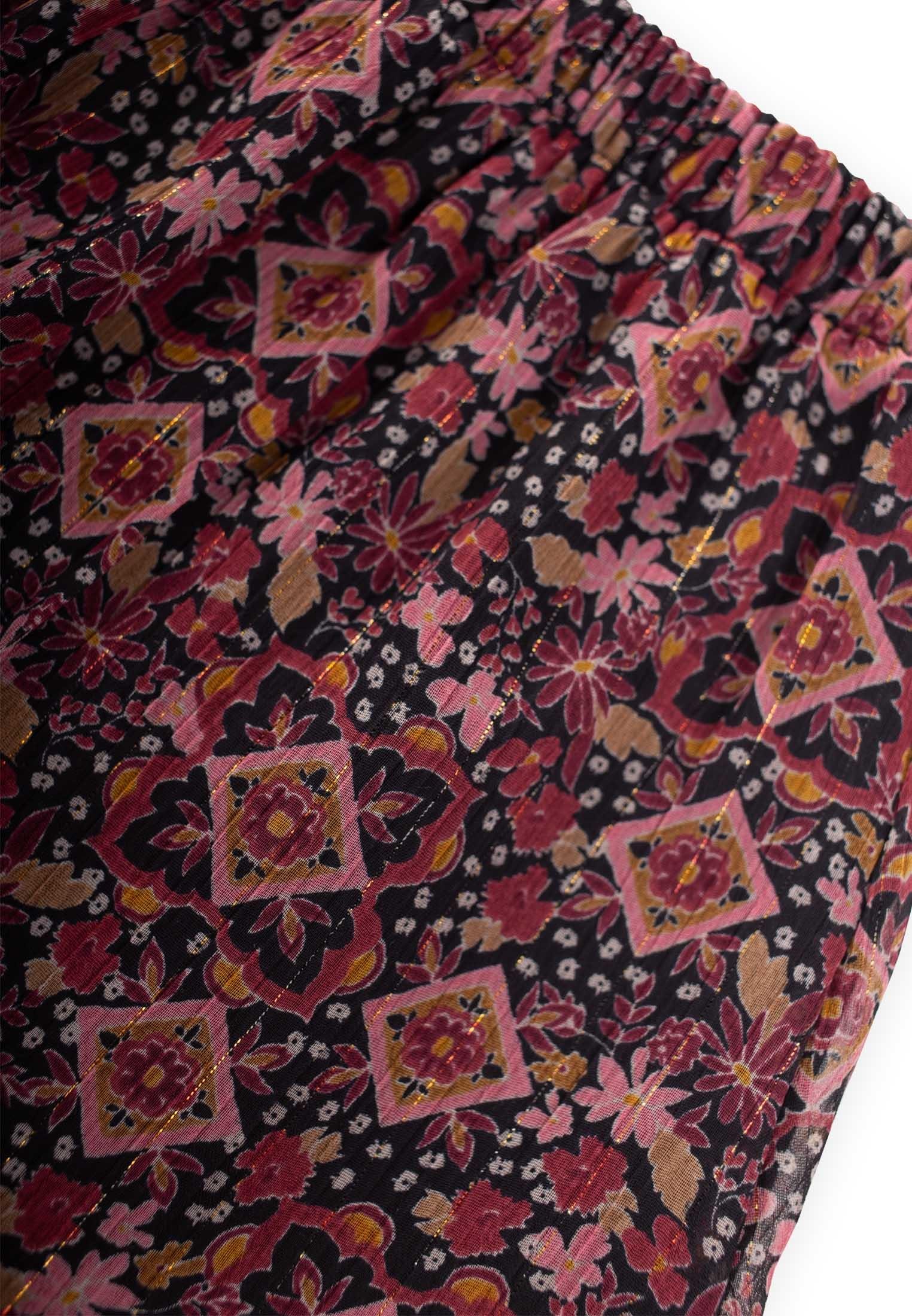 CigitDesenli Şifon Mevsimlik Kız Etek 1-8 Yaş SİYAH