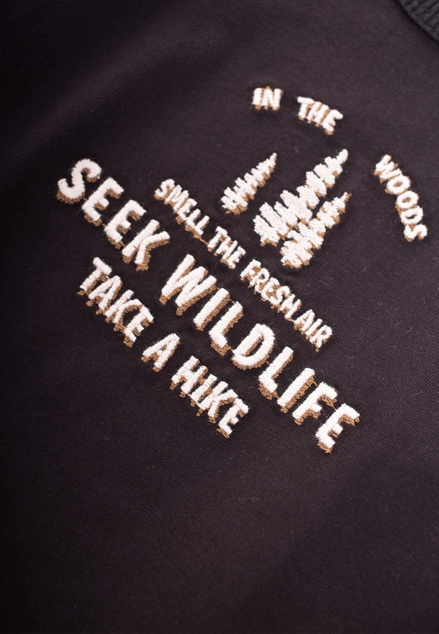 CigitSeek Wıldlıfe Nakışlı Mevsimlik T-Shırt 1-7 Yaş SİYAH