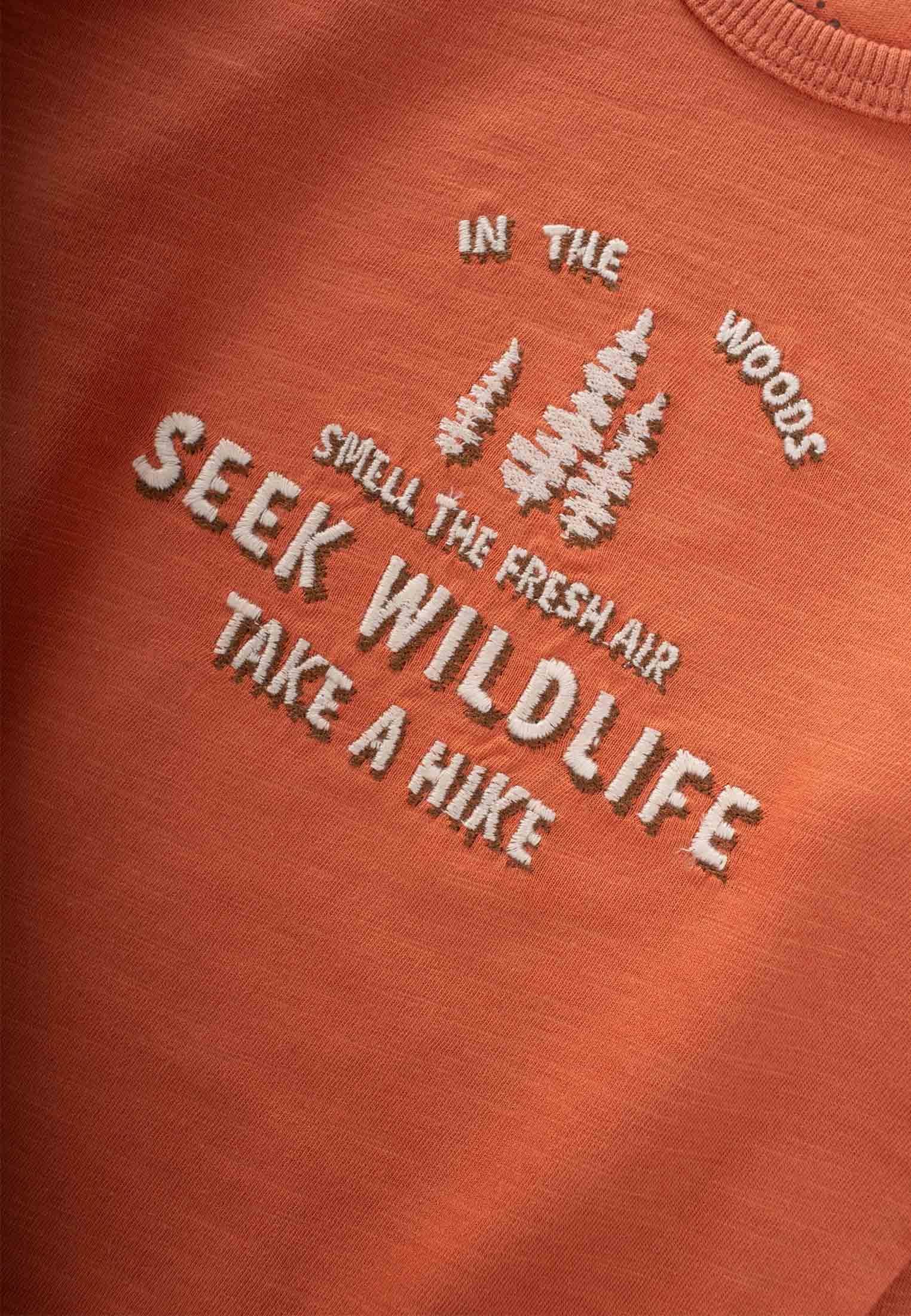 CigitSeek Wıldlıfe Nakışlı Mevsimlik T-Shırt 1-7 Yaş ORANJ