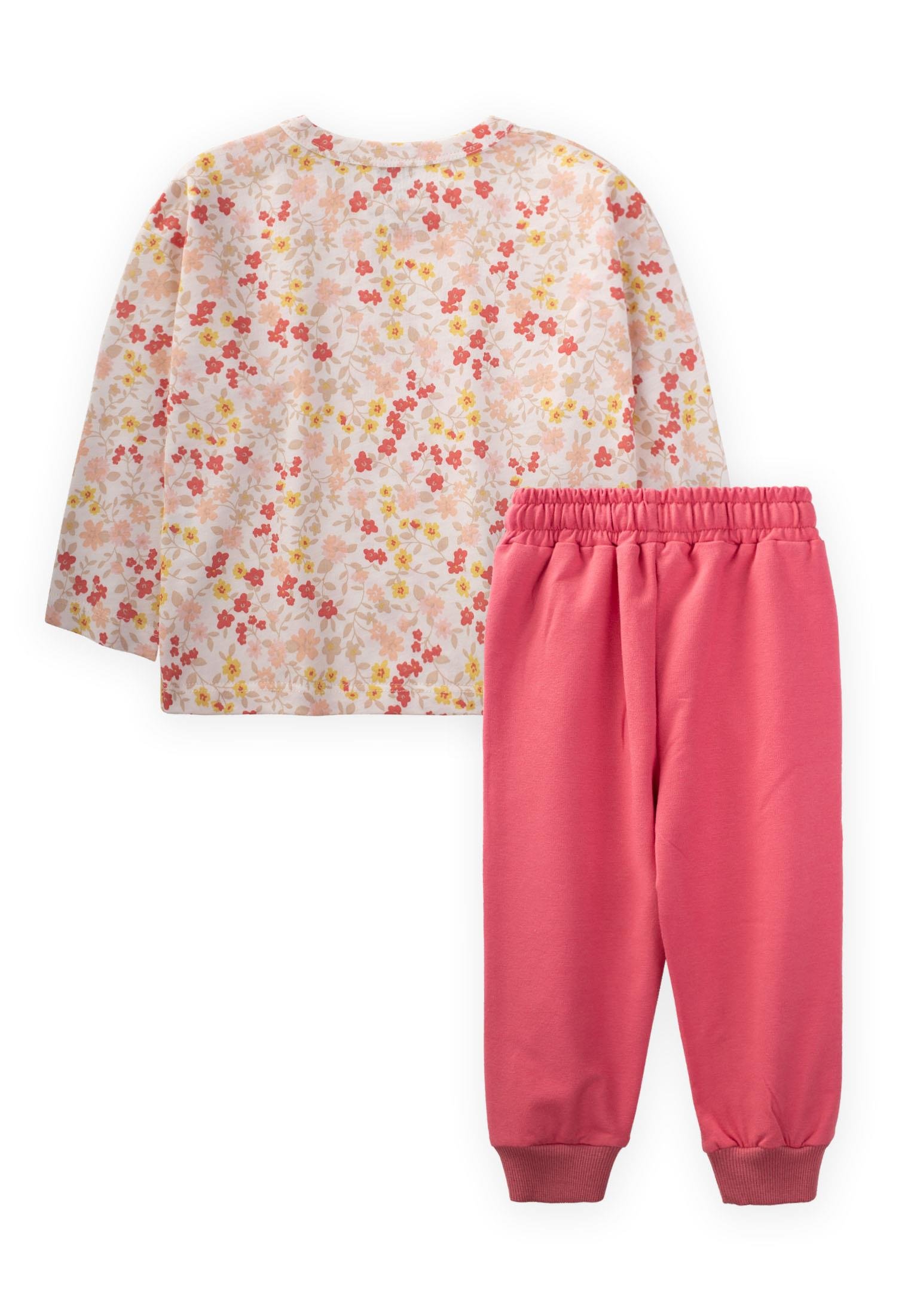 CigitÇıtır Çiçek Desenli Mevsimlik Takım 1-5 Yaş EKRU