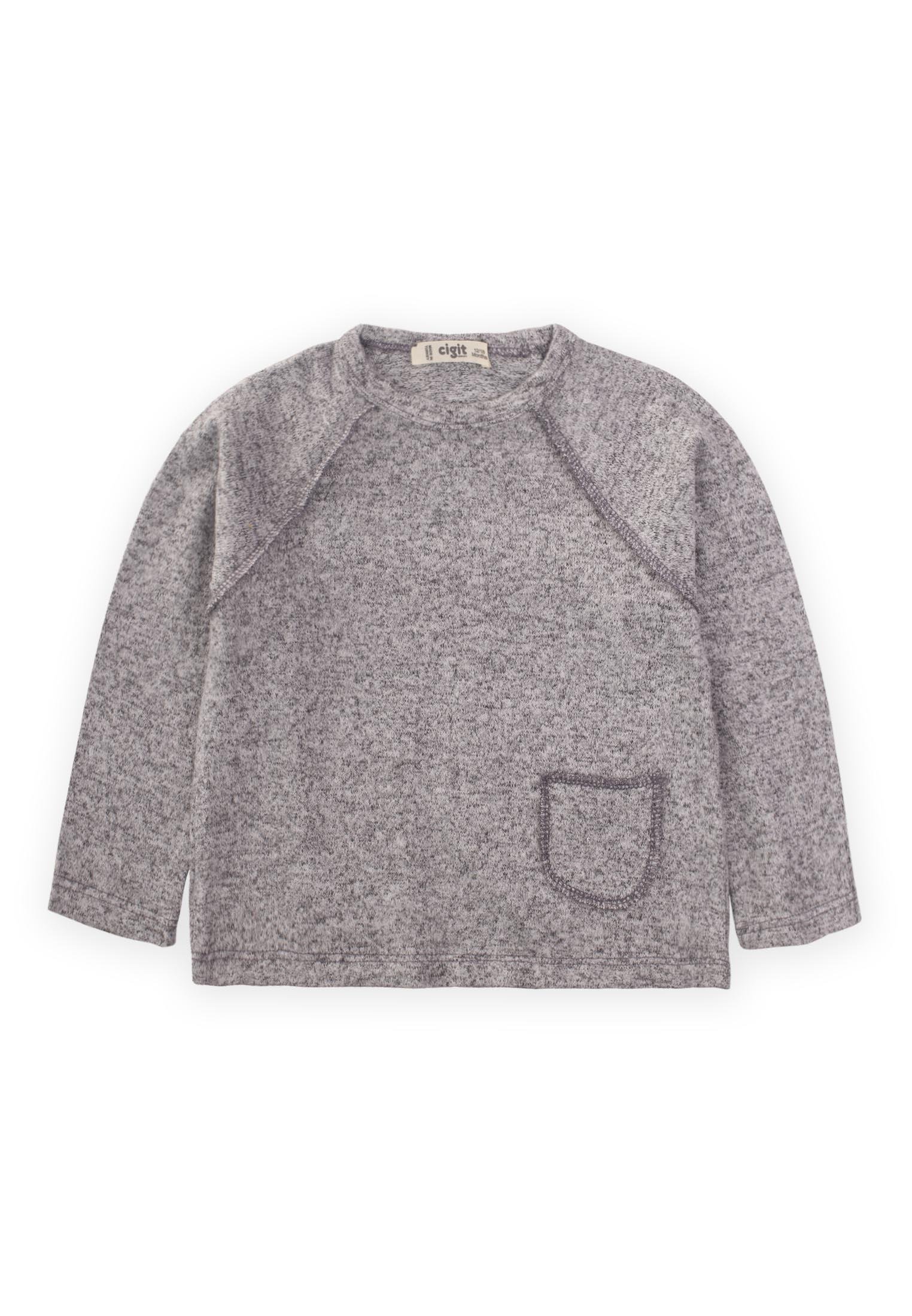 CigitKırçıllı Reglan Kol Mevsimlik Sweat 1-5 Yaş GRİ