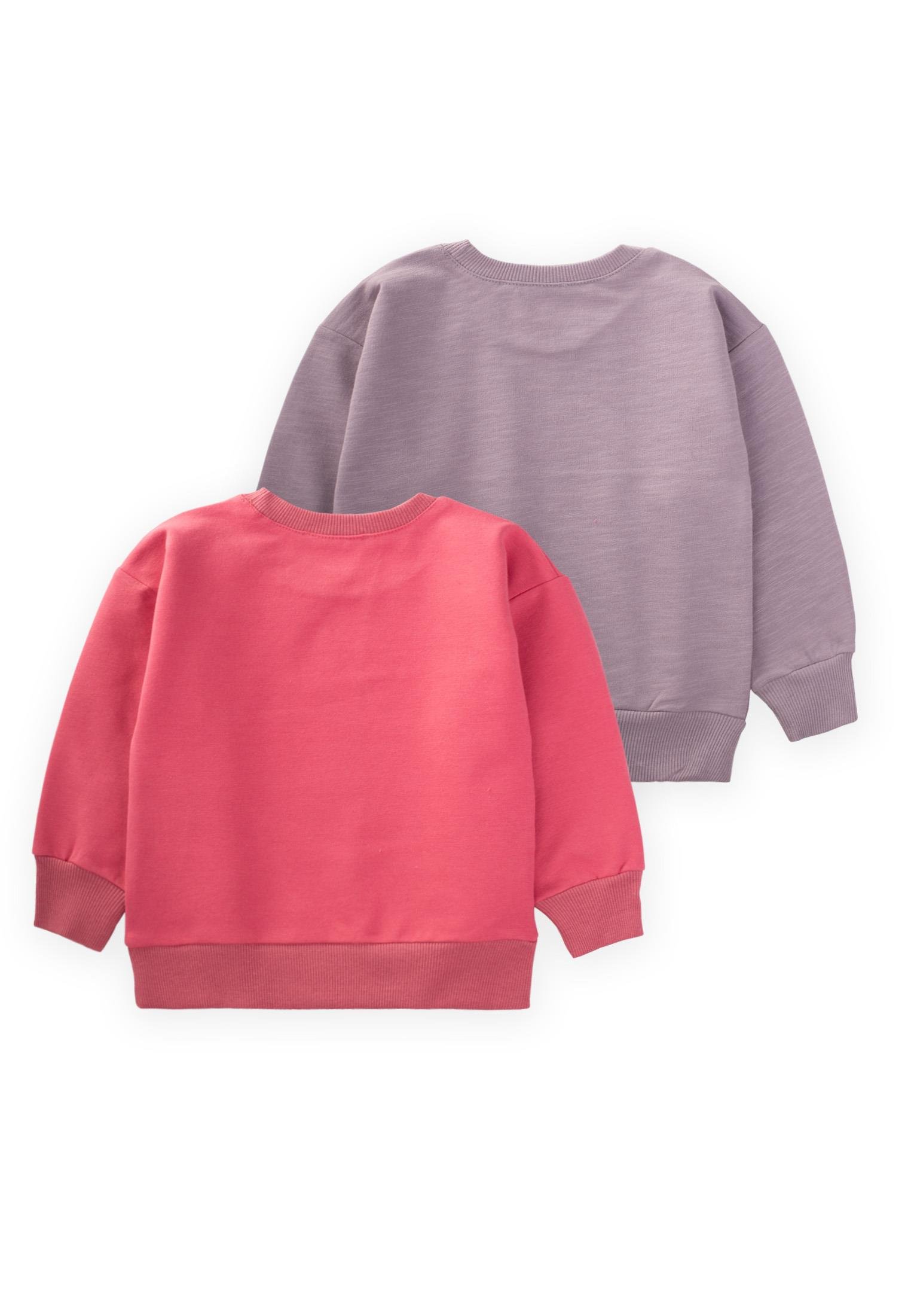 CigitEtiket Detaylı İkili Sweatshırt Set 1-10 Yaş MERCAN EFLATUN