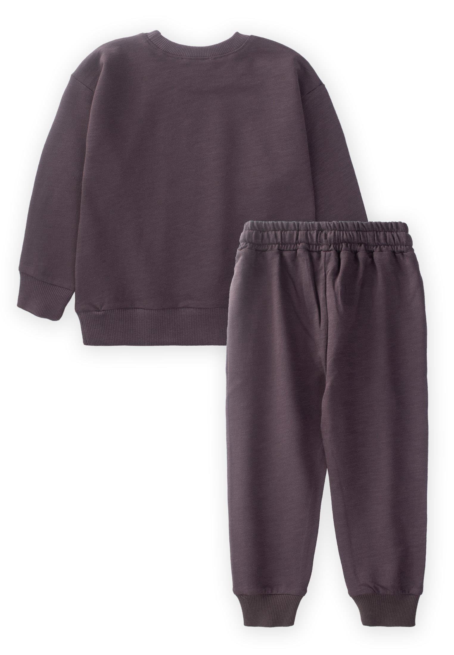 CigitCigit Art Baskılı Sweatshırt Takım 1-10 Yaş ANTRASİT