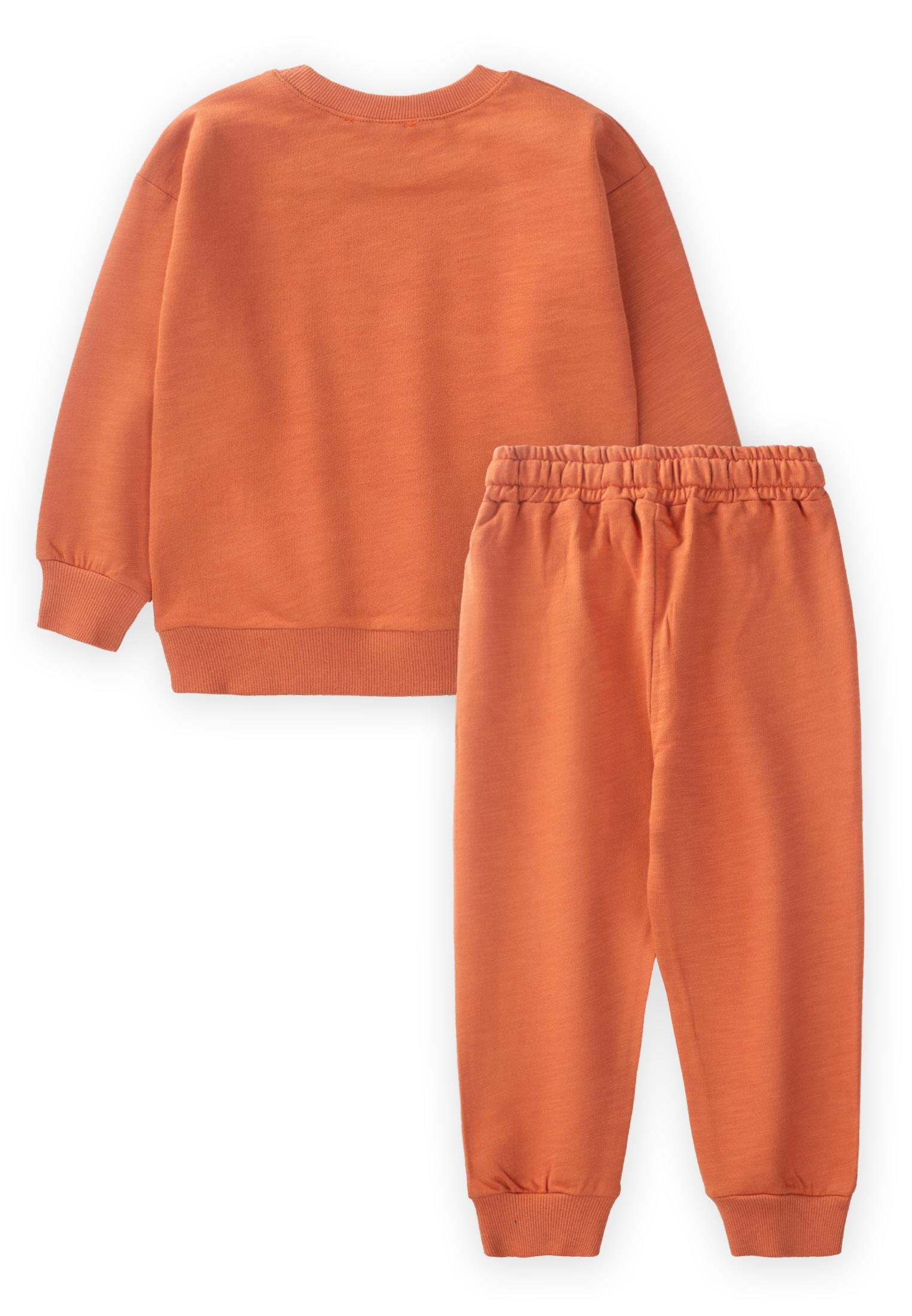 CigitCigit Art Baskılı Sweatshırt Takım 1-10 Yaş ORANJ