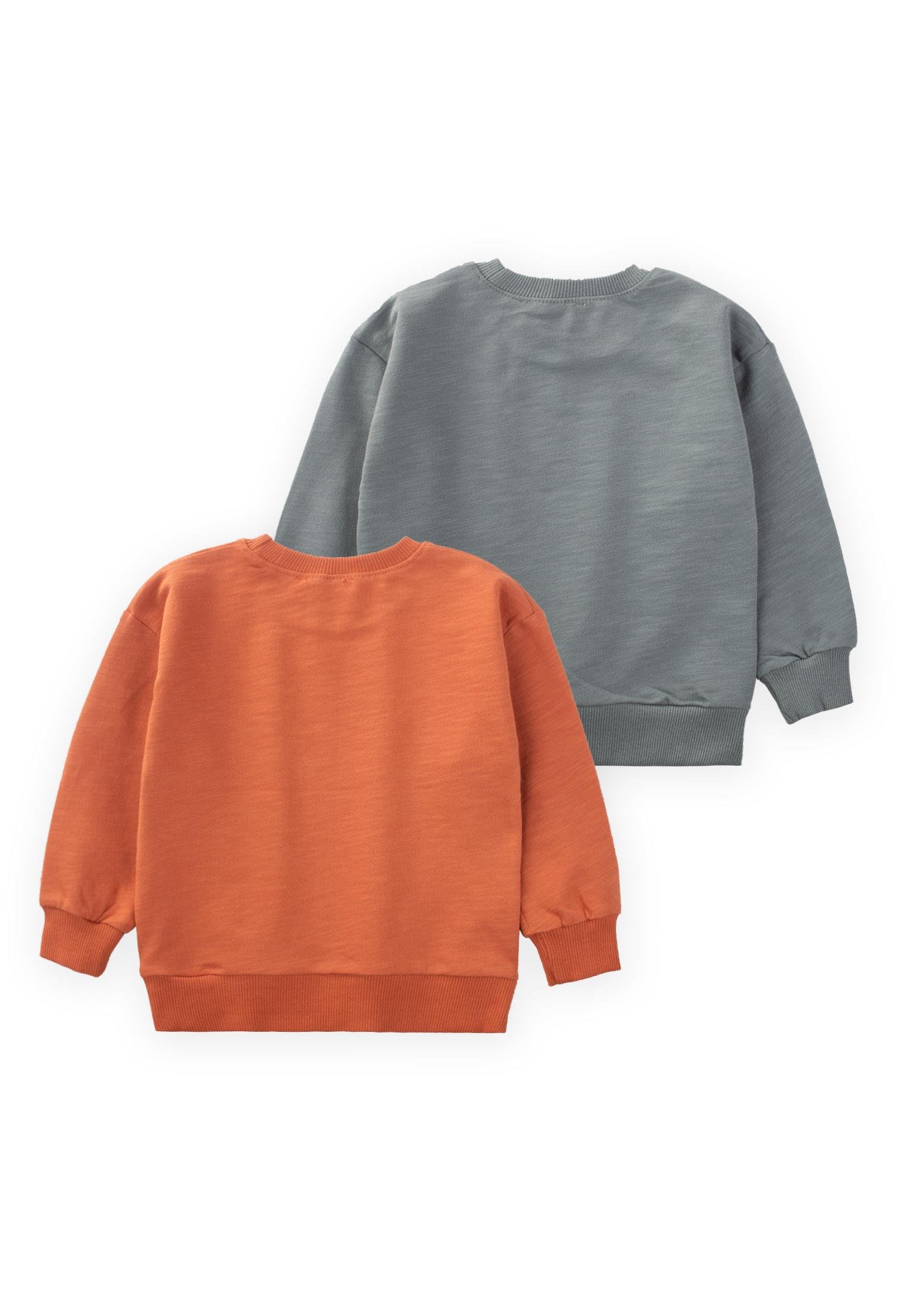 CigitKepçe Baskılı İkili Sweatshırt Set 1-10 Yaş ORANJ ÇAĞLA