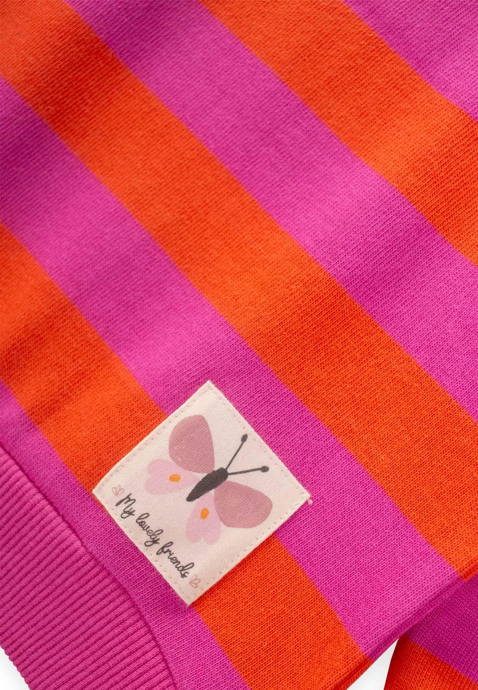 CigitGeniş Çizgil Triko  Sweatshırt 4-14 Yaş FUŞYA