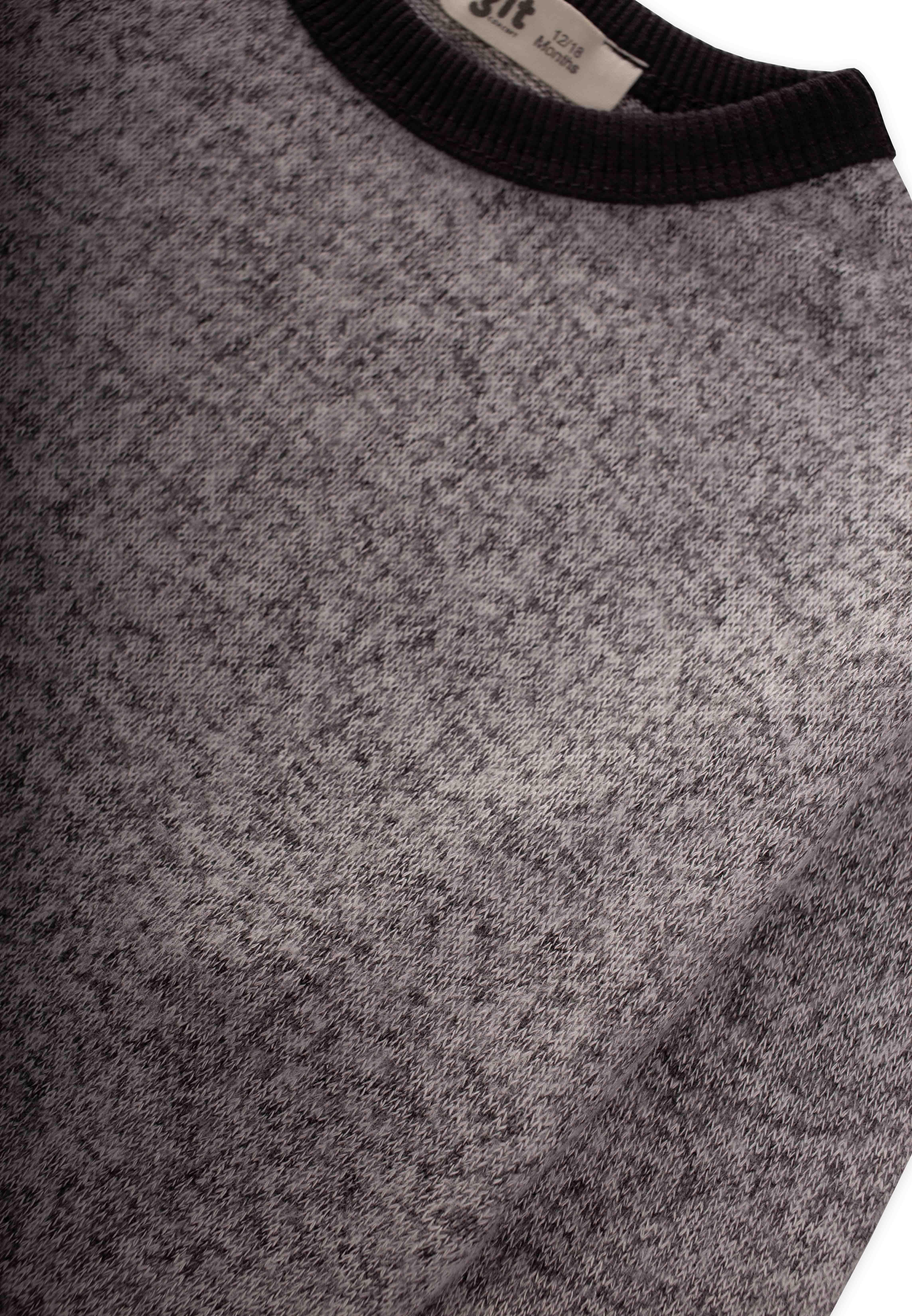 CigitKontrast Detaylı Kırçıllı Sweatshırt 1-5 Yaş GRİ