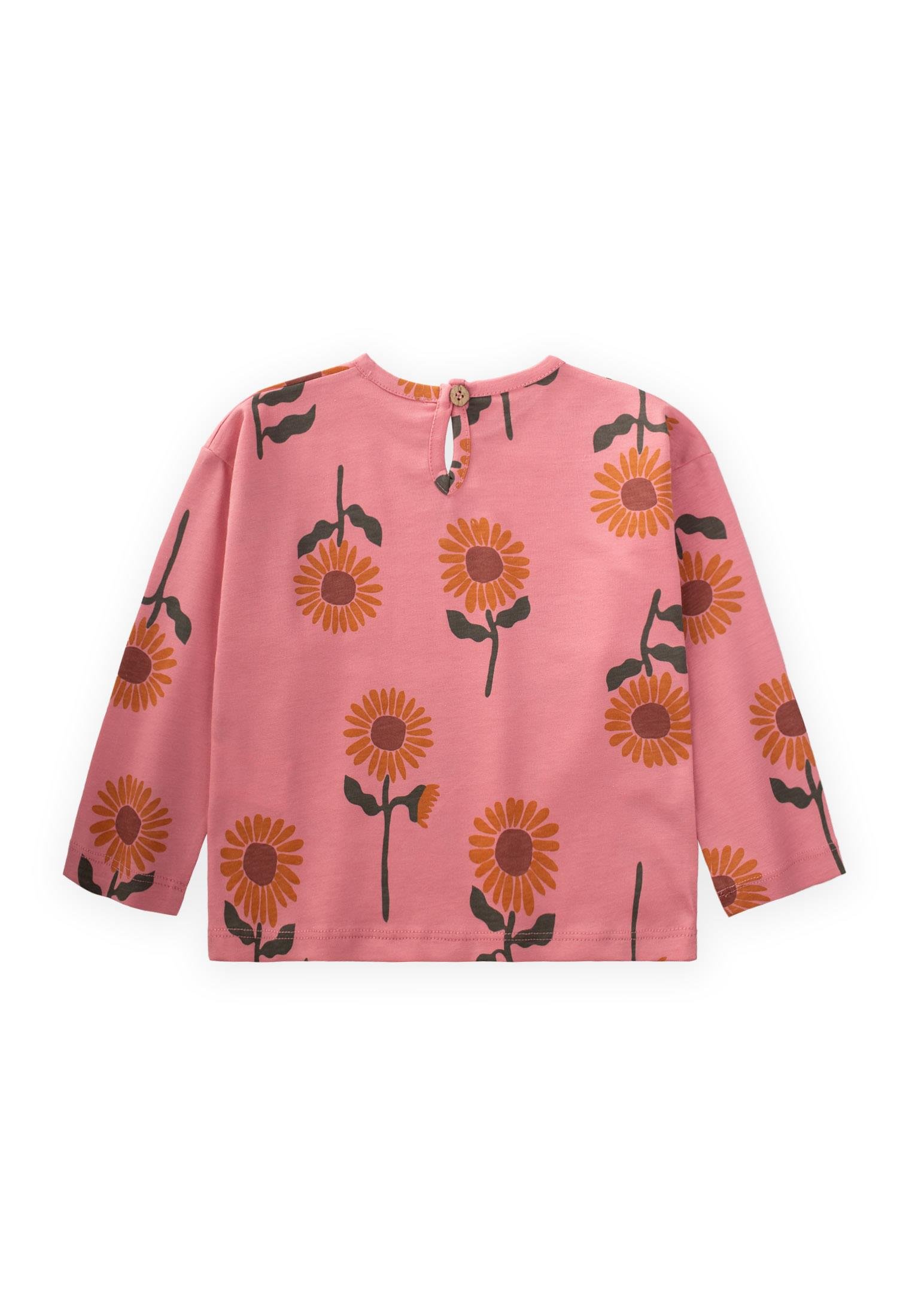 CigitAyçiçeği Desenli Mevsimlik Kız Sweatshırt 1-5 Yaş PEMBE