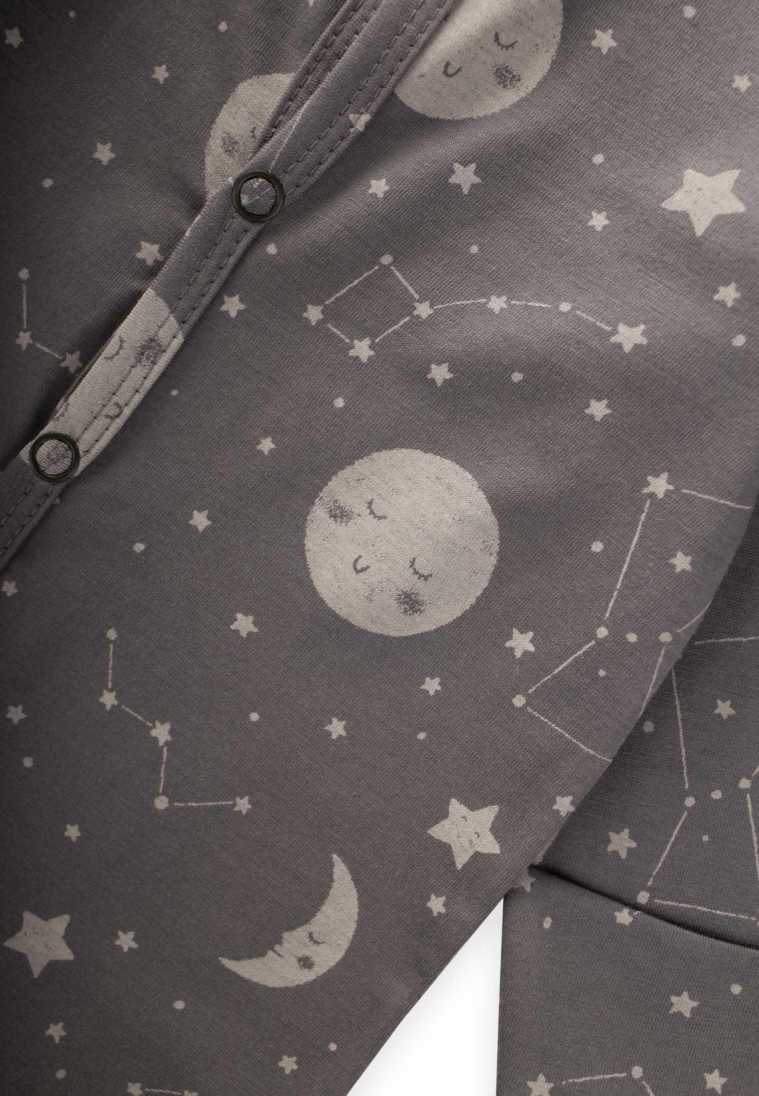 CigitAyaklı Kendinden Eldivenli Desenli Tulum 0-9 Ay GRİ