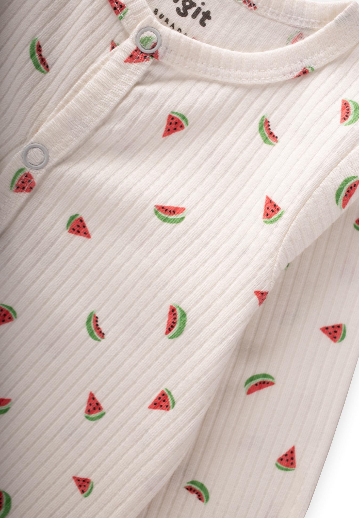 CigitAyaklı Kendinden Eldivenli Desenli Tulum 0-9 Ay KARPUZ DESEN