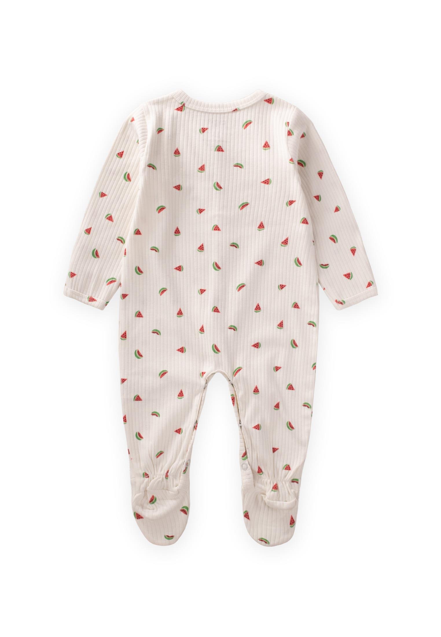 CigitAyaklı Kendinden Eldivenli Desenli Tulum 0-9 Ay KARPUZ DESEN