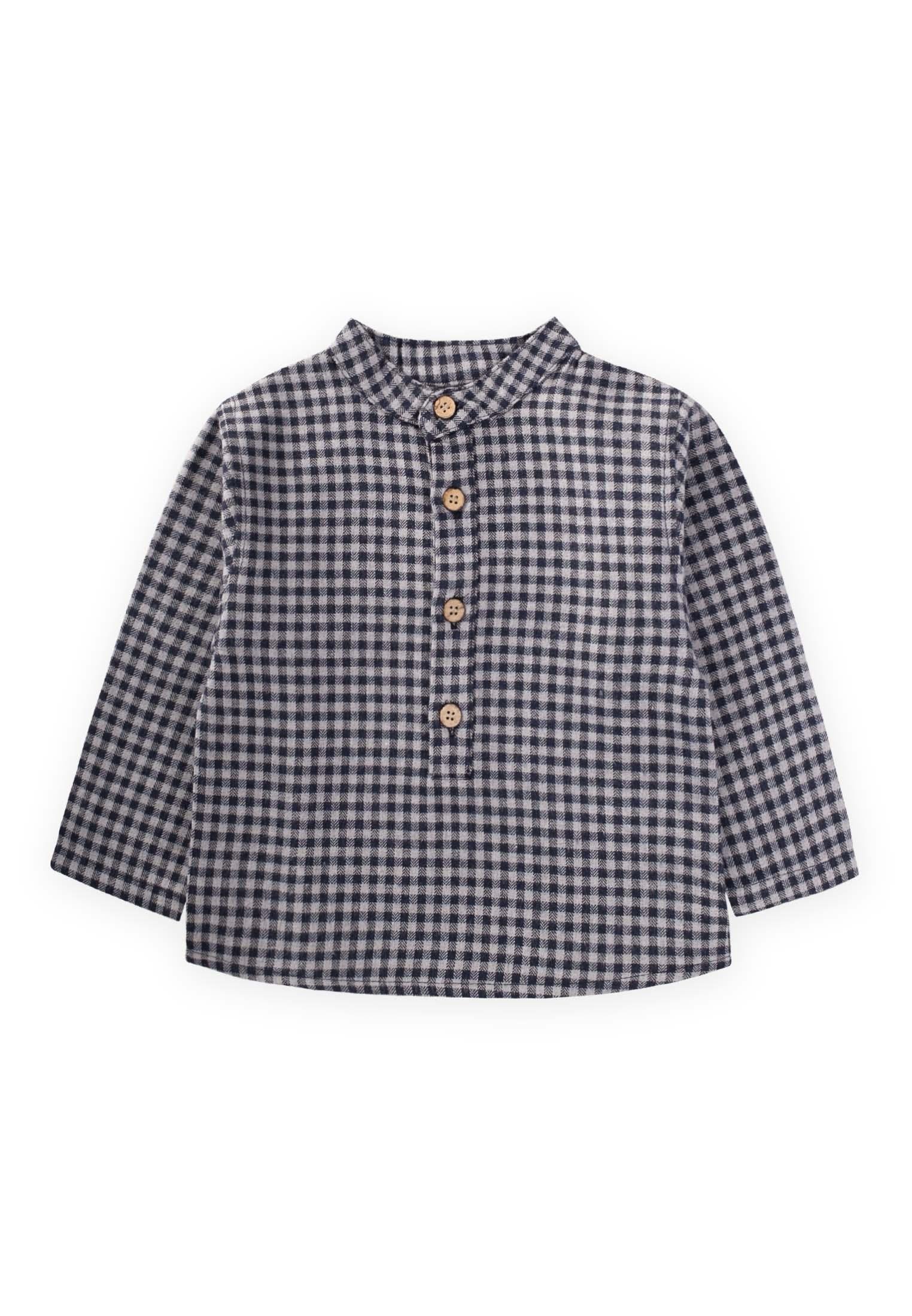 CigitHakim Yaka Pötikare Desenli Mevsimlik Gömlek 1-7 Yaş GRİ