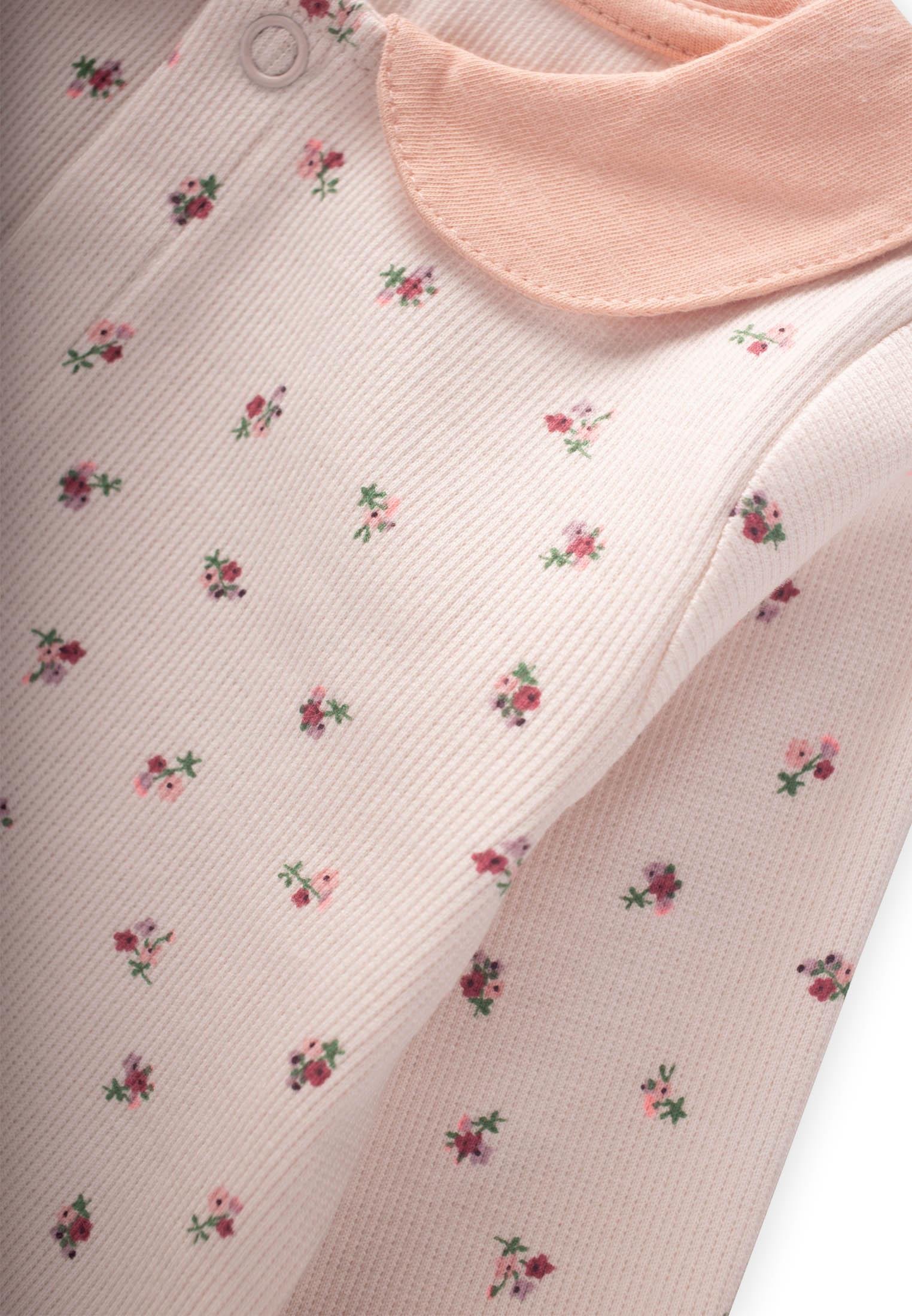 CigitÇıtır Çiçek Desenli Bebe Yaka Tulum 0-9 Ay EKRU