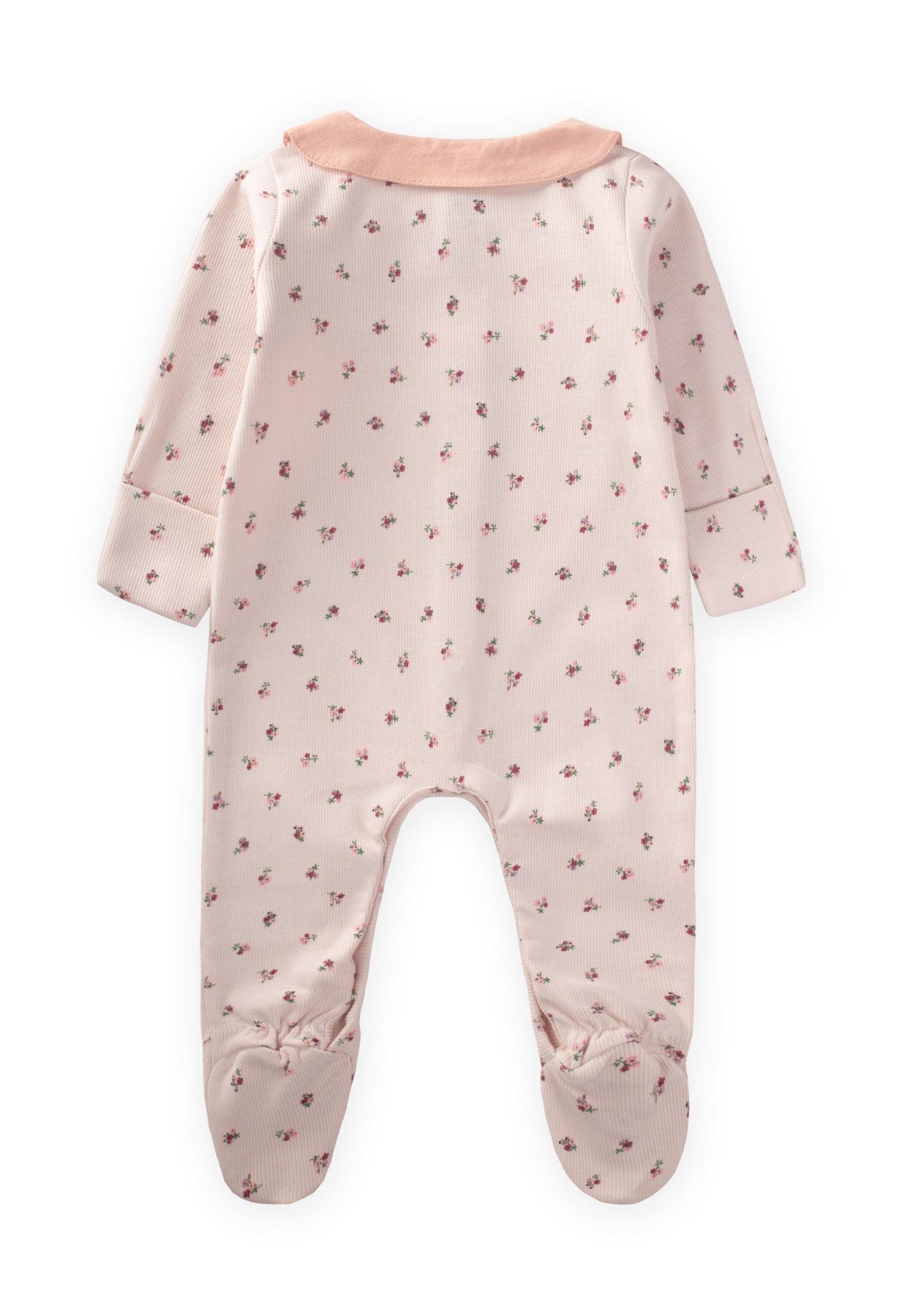 CigitÇıtır Çiçek Desenli Bebe Yaka Tulum 0-9 Ay EKRU