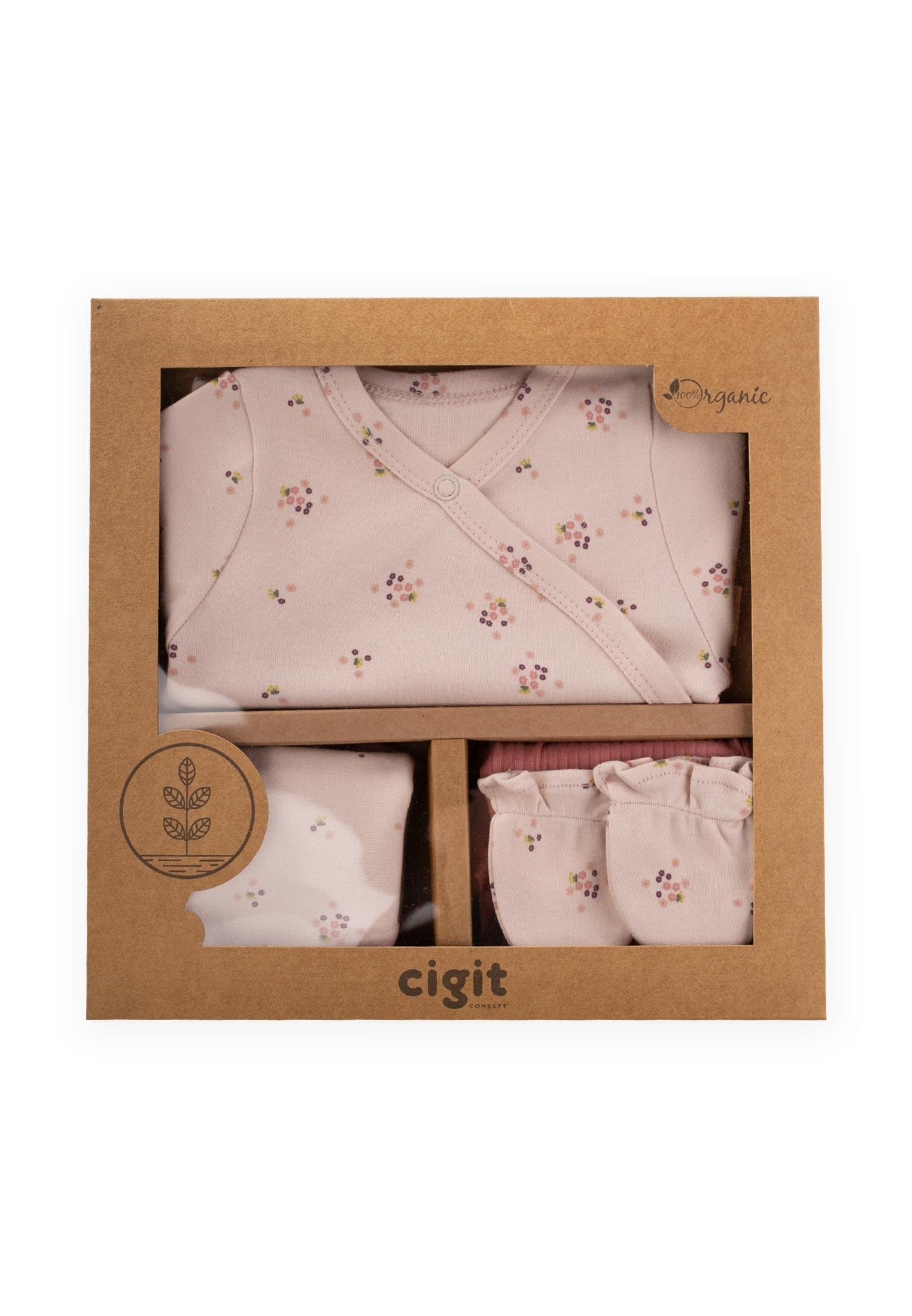CigitDesenli Hastane Çıkışı Newborn PUDRA PEMBE