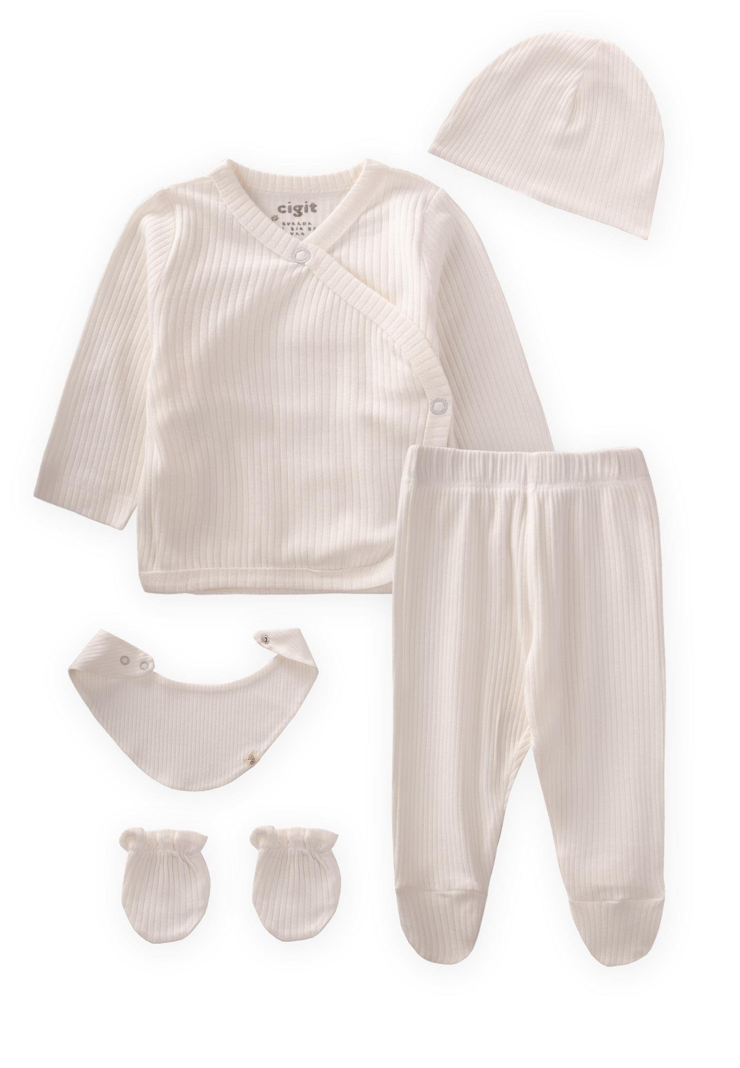 CigitDesenli Hastane Çıkışı Newborn KIRIK BEYAZ