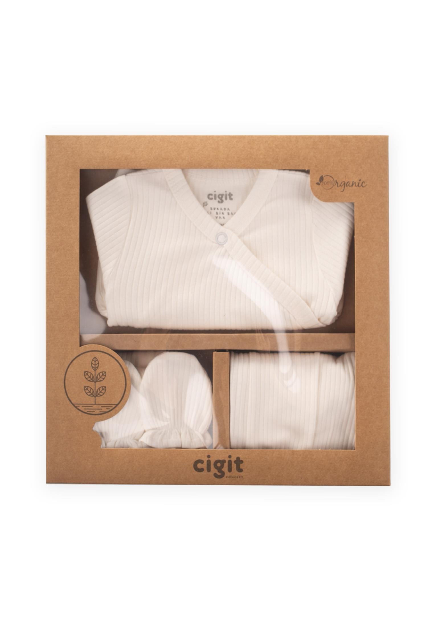 CigitDesenli Hastane Çıkışı Newborn KIRIK BEYAZ